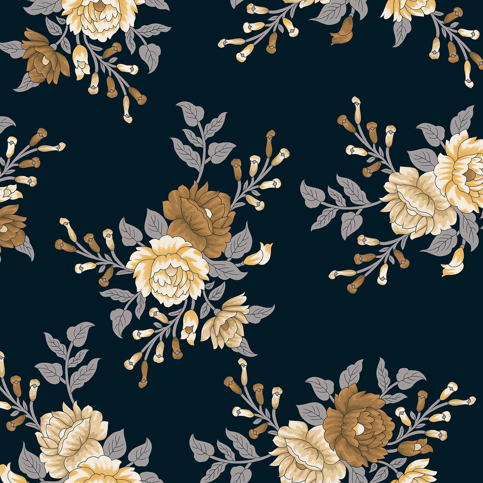 Papel de contacto floral oscuro de peonías para decorar paredes de salón y dormitorios modernos