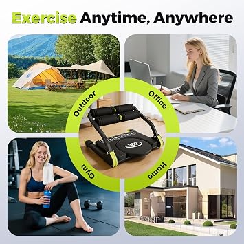 6-in-1 Ab Machine, Foldable Abdominal Exerciser with Adjustable Resistance Knob, Steel Frame & Leather Cushion, Core Workout Exercise Equipment for Home Gym, Target Abs Waist Body
