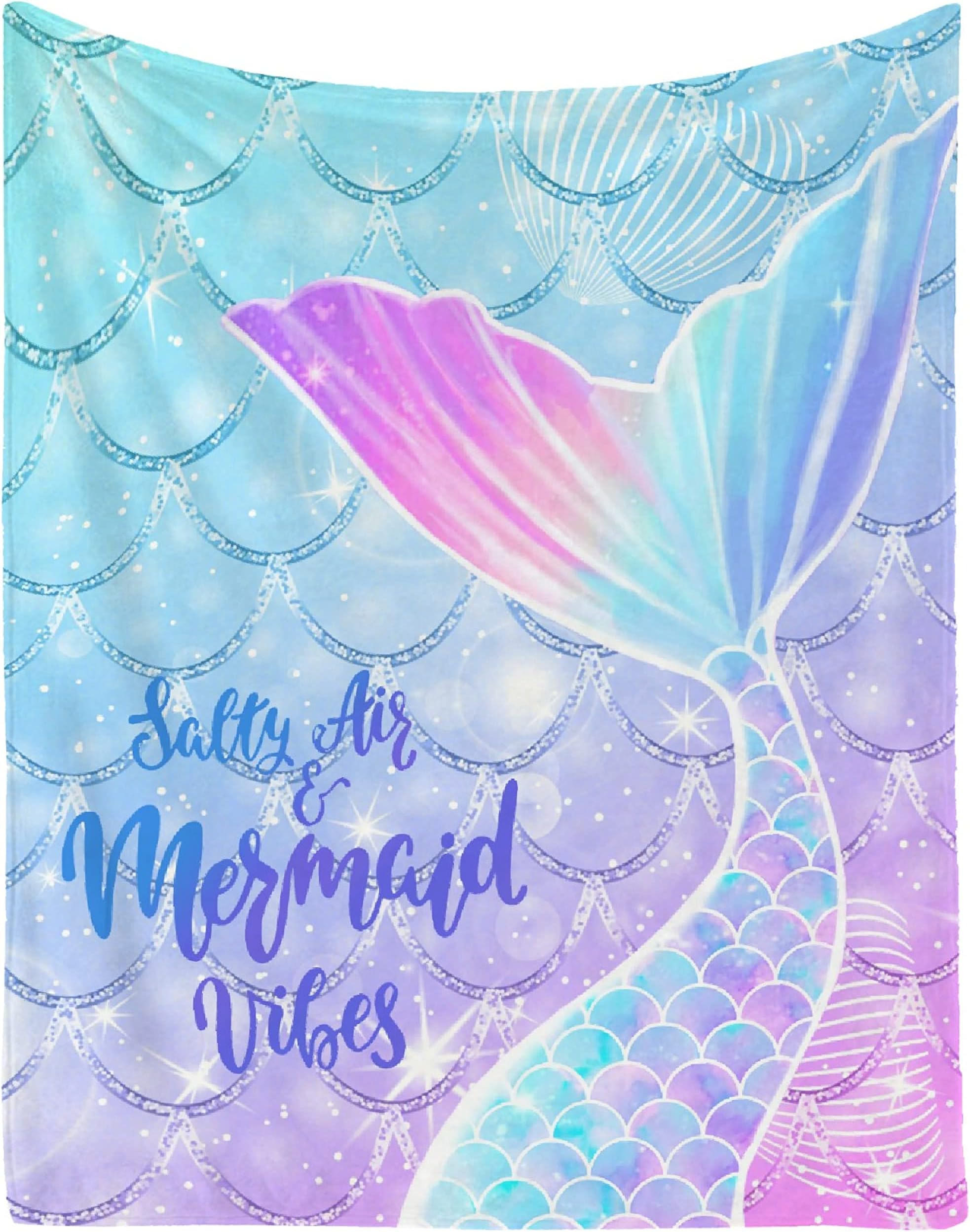 Caimizogojocrz Mermaid Tail Baby Girl Milestone Blanket Mermaid Tail Blanket Monthly Milestone Blanket, Baby Girl Blanket, Nursery Decor 50"x60"