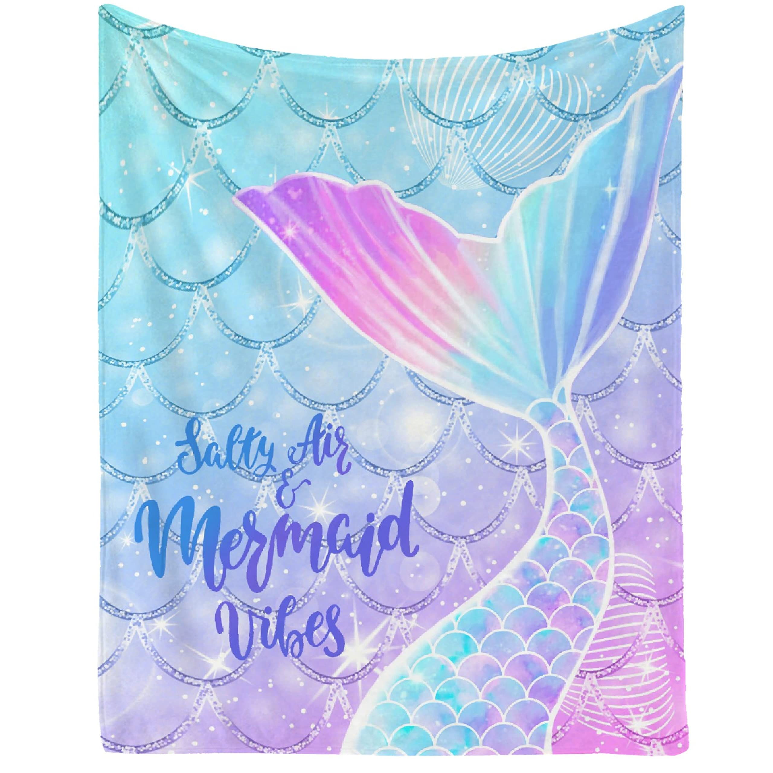 Caimizogojocrz Mermaid Tail Baby Girl Milestone Blanket Mermaid Tail Blanket Monthly Milestone Blanket, Baby Girl Blanket, Nursery Decor 50"x60"