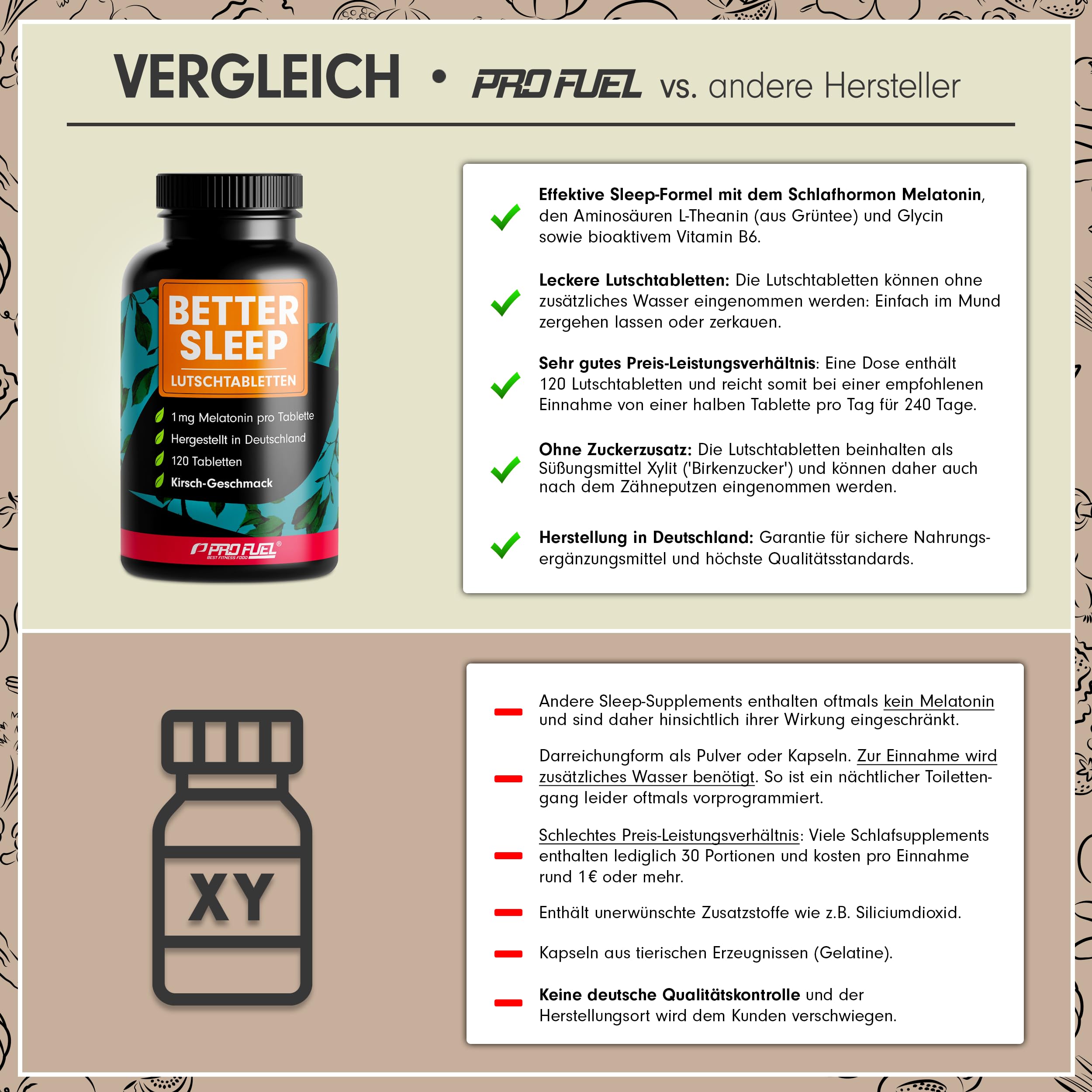 Melatonin Lutschtabletten 120x - leckerer Kirsch-Geschmack - optimal hochdosiert - mit bioaktivem Melatonin, L-Theanin, Glycin und Vitamin B6 - zuckerfrei gesüßt, 100% vegan - Vorrat für 8 Monate