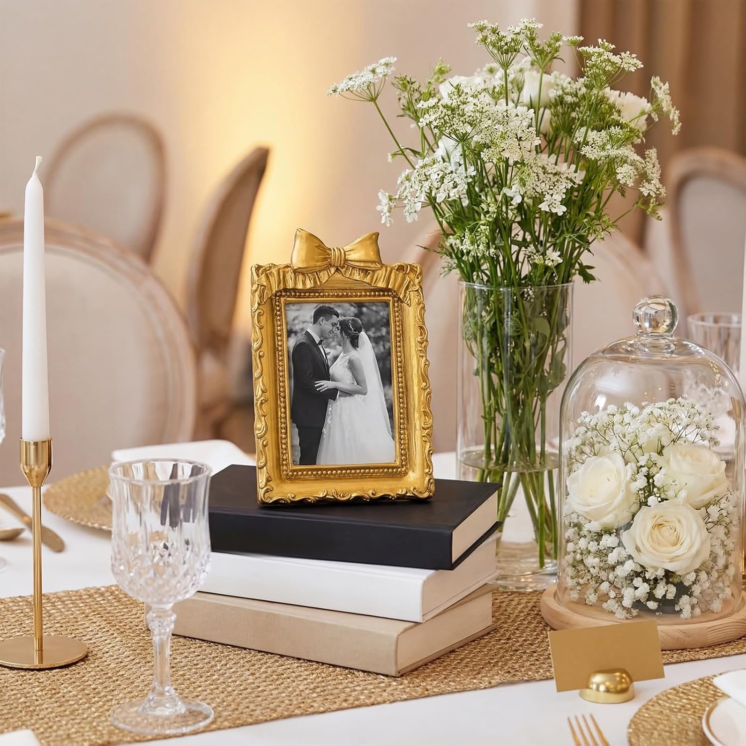 Vicenpal 12 Pcs Gold Tiny Picture Frame 2.4 x 1.7 Inch Small Vintage Oval Picture Frames Stylish Vintage Baroque Ornate Antique Resin Oval Table Display for Home Wedding (Retro Style)