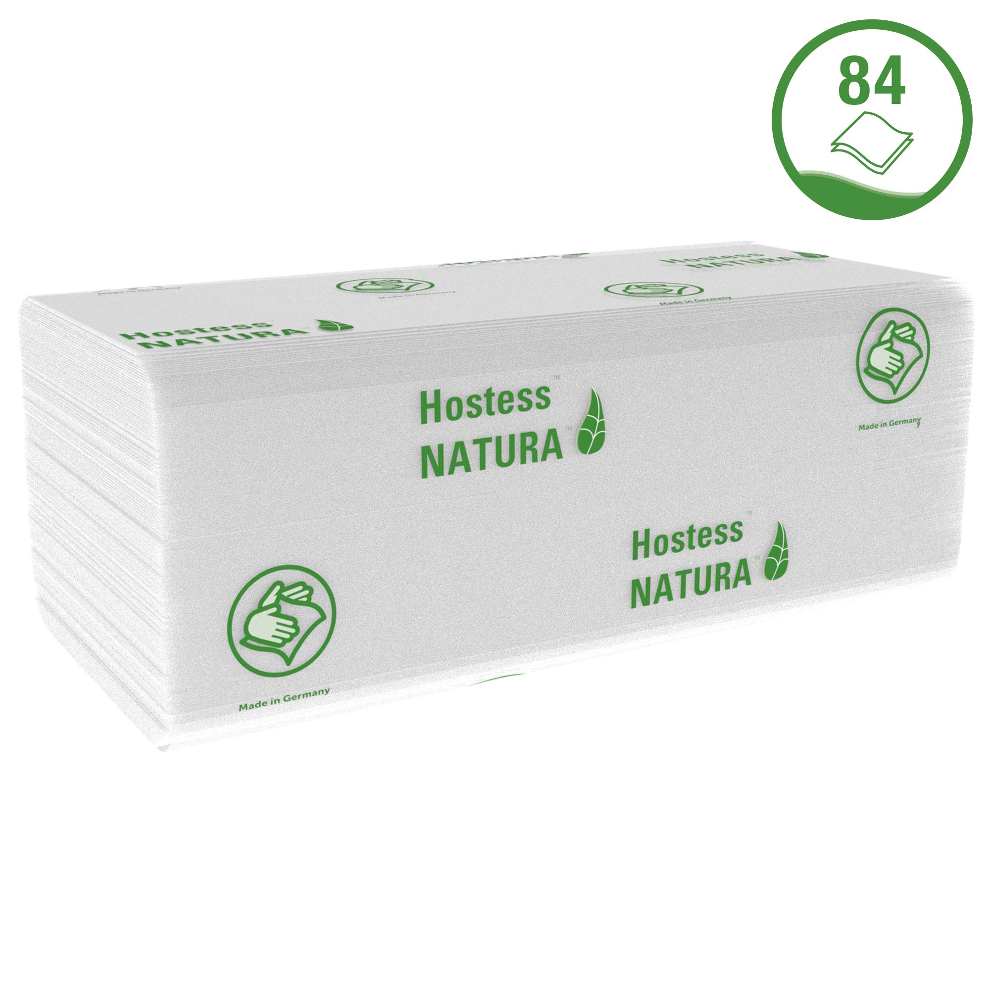 Hostess Natura 6812 składane ręczniki do rąk, 2-warstwowe, białe 20 paczek x 84 arkusze