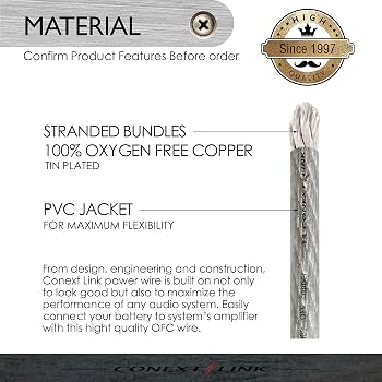 25 FT 4 AWG Battery Cable - Pure Oxygen Free Copper Power Wire For Car Audio & Marine Applications