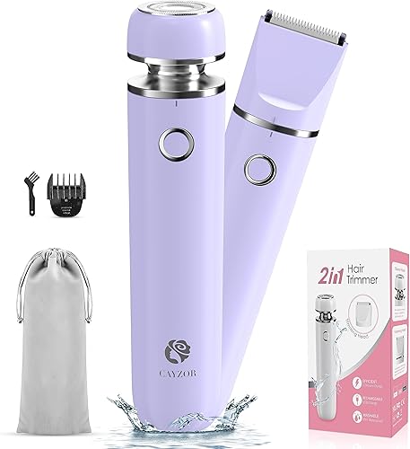 Kit de recortadora y afeitadora de bikini para mujer, 2 en 1, depiladora eléctrica húmeda y seca, depilación facial, inalámbrica, impermeable,