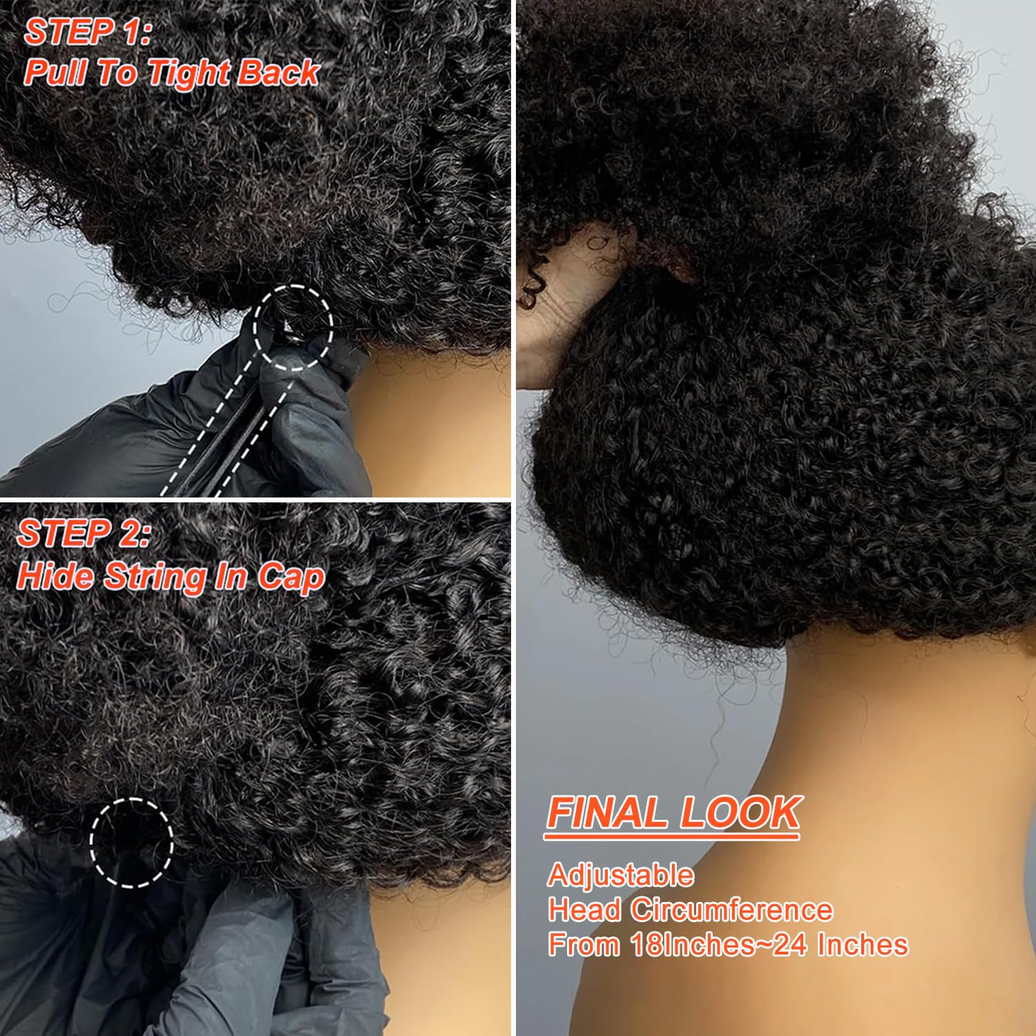 Xagujpo 250% Density V Part Wig Human Hair Curly Human Hair Wigs for Black Women Kinky Curly Upgrade U Part Wigs with Adjustable Drawstring No Leave Out Half Wig Human Hair Natural Color 20 Inch