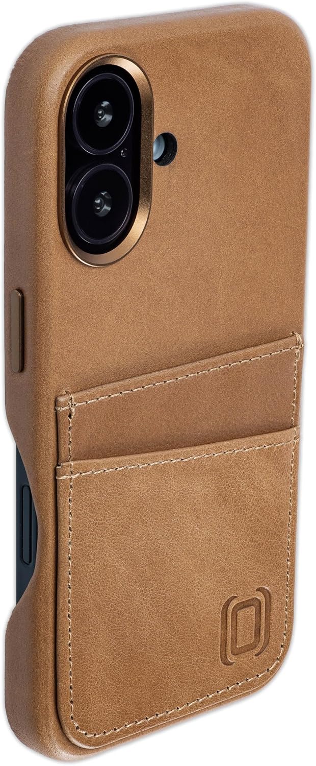 Dockem Genuine Leather Card Case V2 for iPhone 16 with Camera Control Cutout, Built-in Metal Plate, Stitched-on Wallet with 2 Credit Card Holder Slots (Light Brown, M2GL) - Image 6