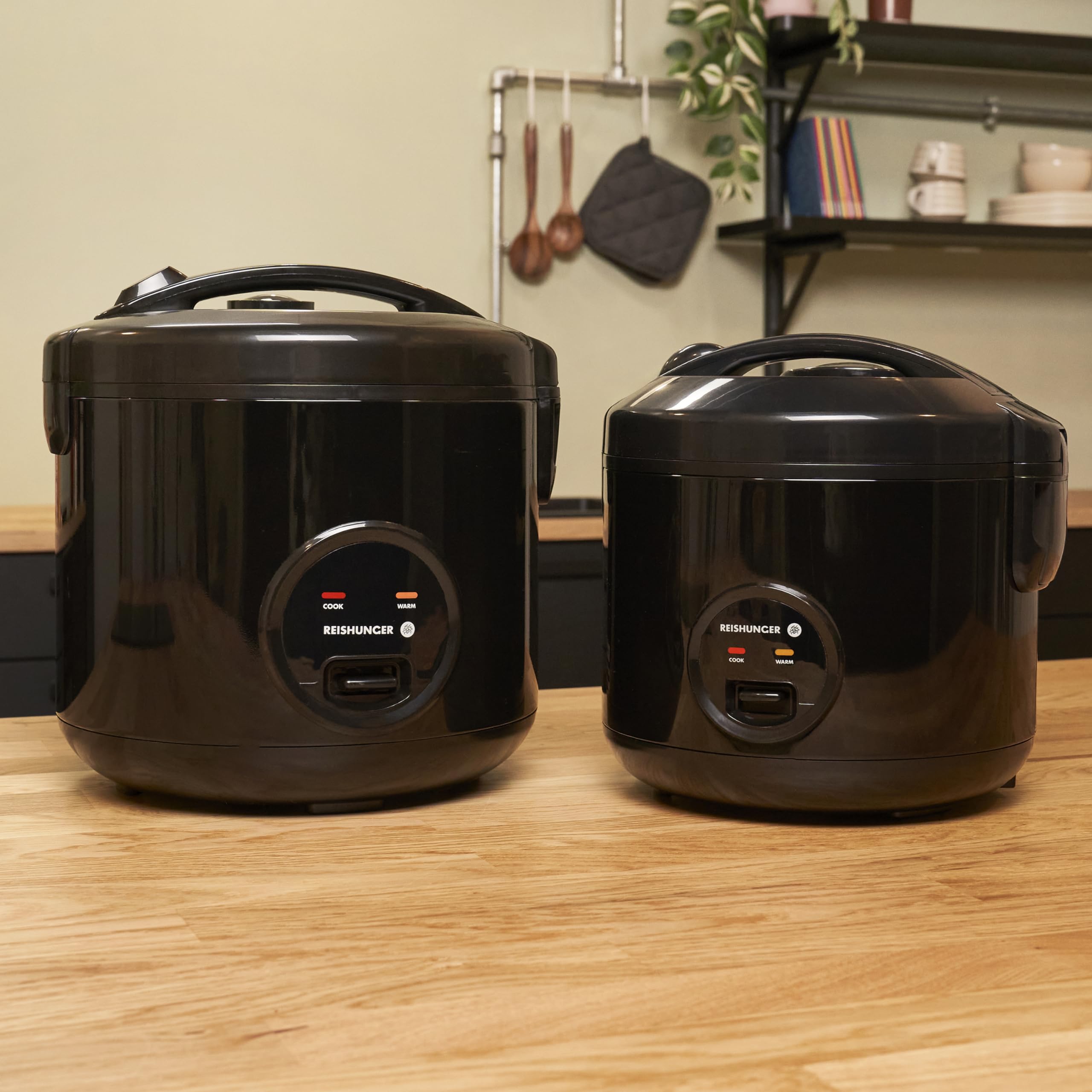 REISHUNGER Reiskocher Dampfgarer Keramikbeschichtung 1,2L Schwarz Warmhaltefunktion Dämpfeinsatz