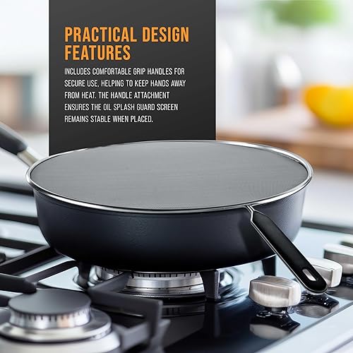 Miniatura 4 de U.S. Kitchen Supply Juego de 3 protectores de salpicaduras de acero inoxidable de 13 pulgadas, cubierta de malla fina, grasa y aceite, pantalla