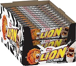 Lion Chocolate Bars, Black & White, Snack with Bite, Crispy Chocolate & Crisps, Brownie Filling, The Special Biting Experience, Pack of 24 (24 x 42 g)