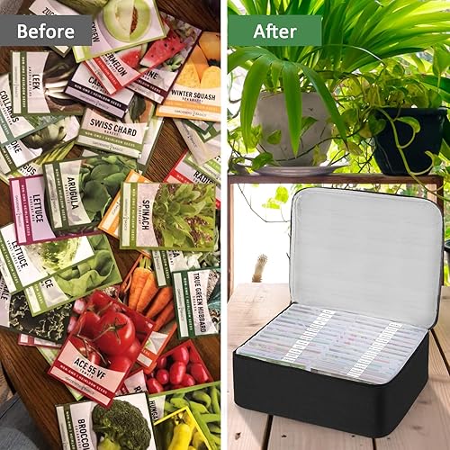 Miniatura 7 de Caja organizadora de almacenamiento de semillas de 38 ranuras con bolsa aislada que tiene capacidad para 80-200 sobres de semillas, contenedores de