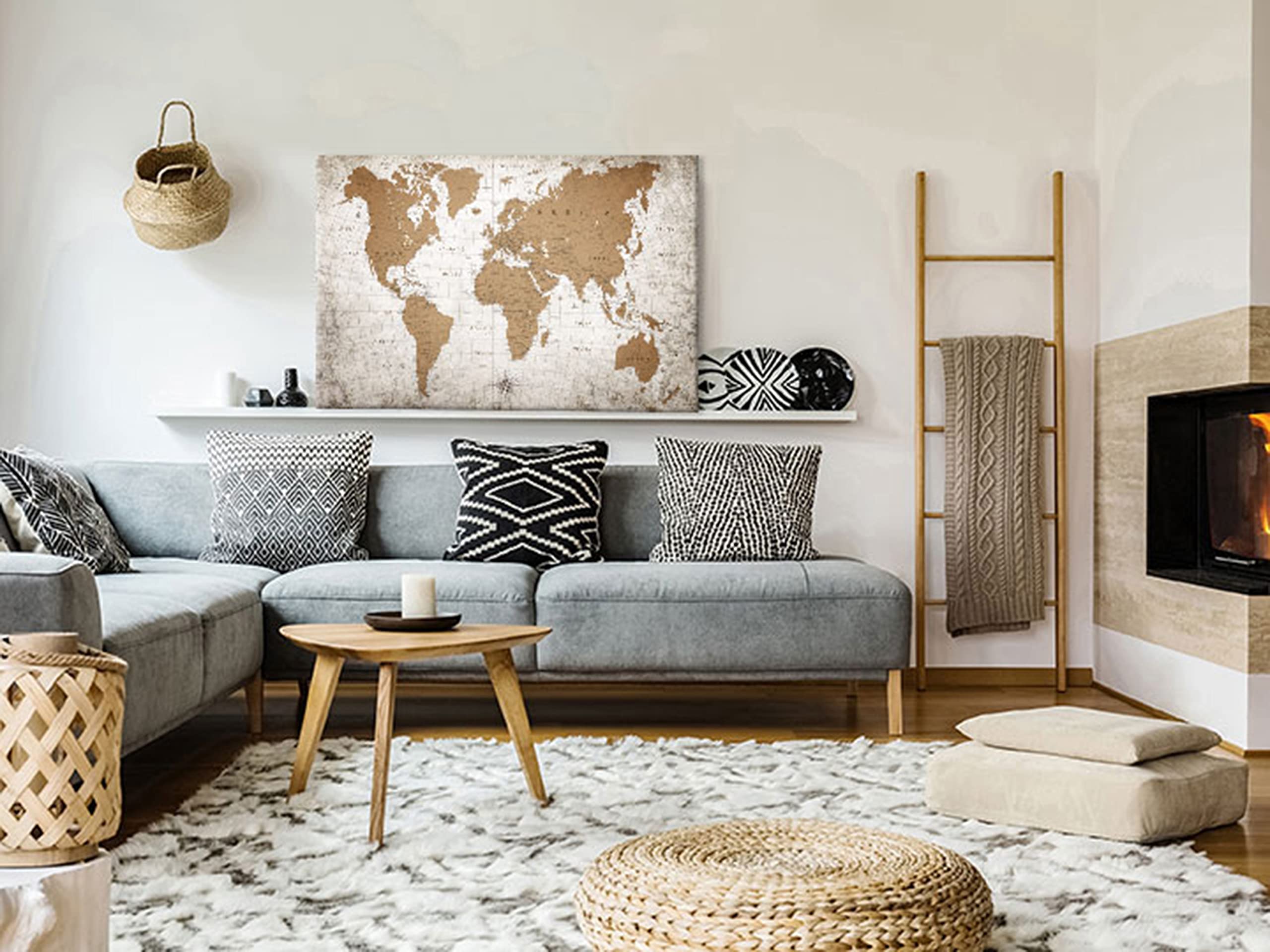 murando - Leinwandbild Map Vintage Kontinente, 120x80 cm, 1-teilig, modern
