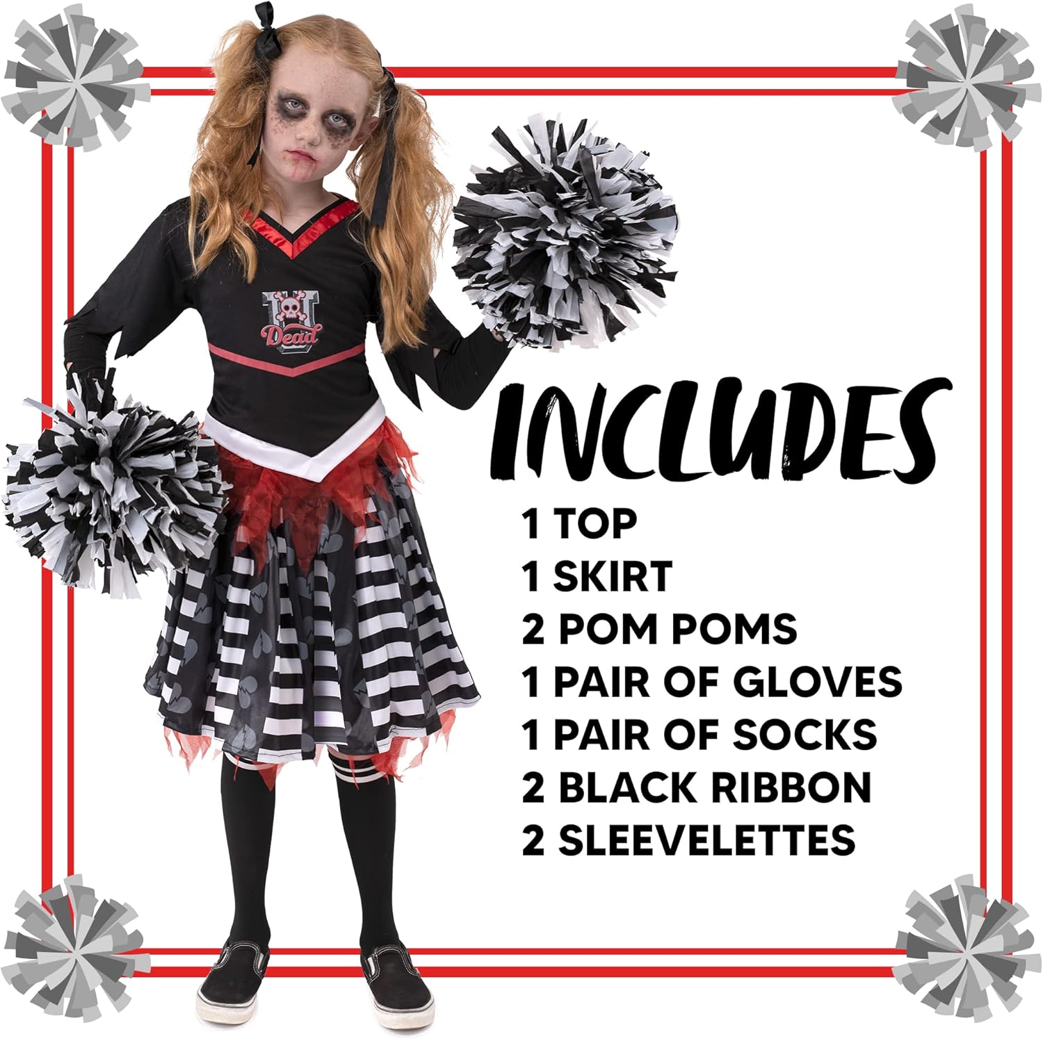Buy Spooktacular Creations Zombies Cheerleader Costume for Girls