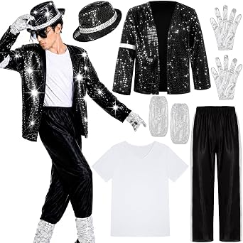 Mens Dance Star Costumes Adult 80s 90s Hip Hop Pop King Halloween Party Costumes for Men