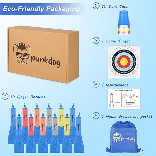 Miniatura 6 de Paquete de 12 juguetes de cohetes de espuma LED, 10 tazas de dardos y objetivo plegable de 15.8 x 15.8 pulgadas, juego y actividades al aire libre,