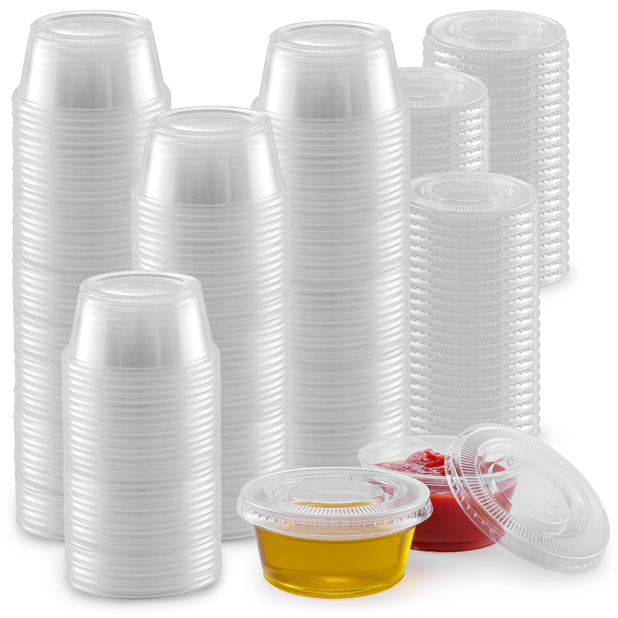 Buy [2 Ounce, 100 Cups] Clear Jello Cups with Lids Plastic Portion