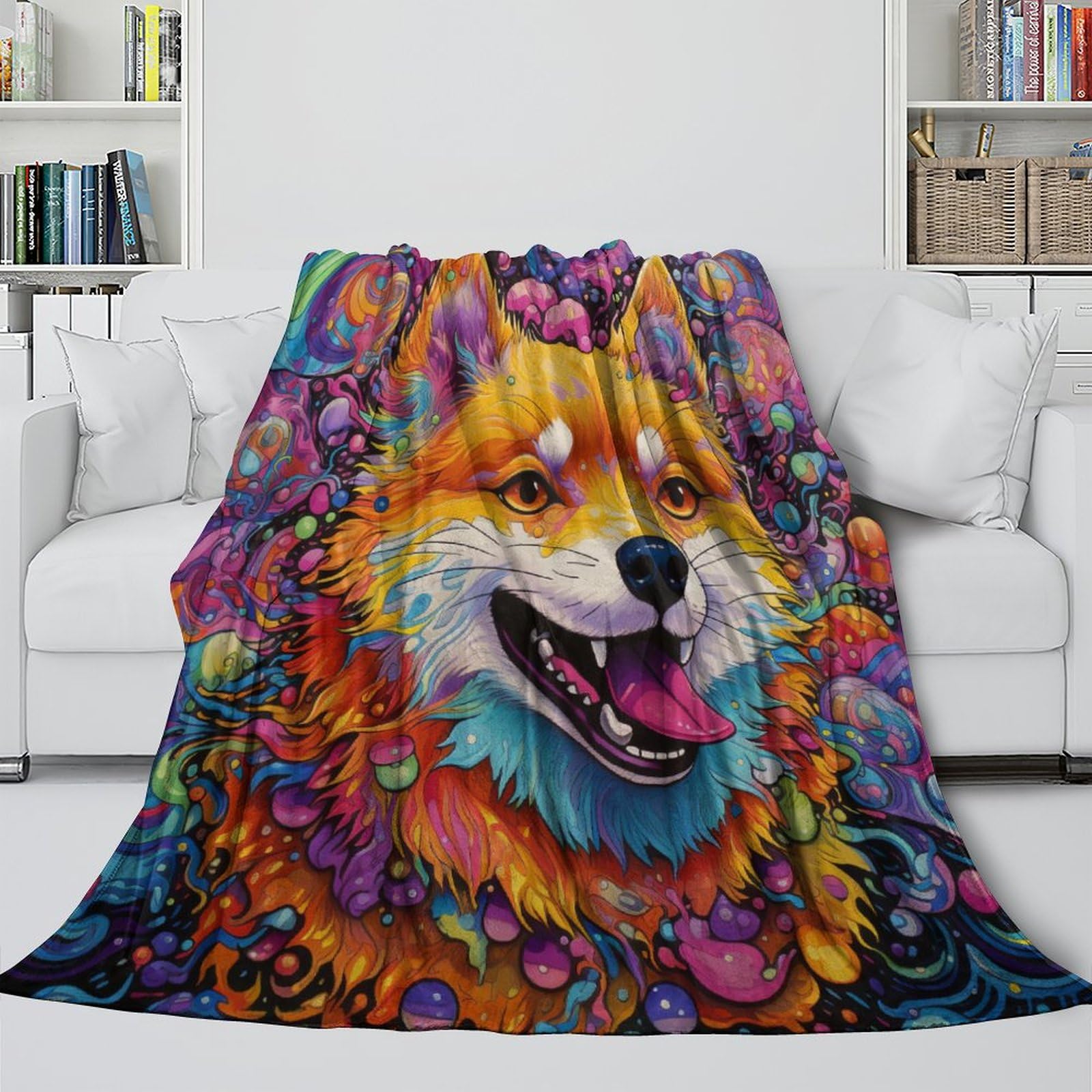 Automne et Hiver Jeté en Peluche pour Chien de Compagnie Couverture Polaire en Flanelle Ultra Douce Couvertures imprimées numériquement 3D Jeté pour canapé-lit Salon 60x80 Pouces (150x200 cm)