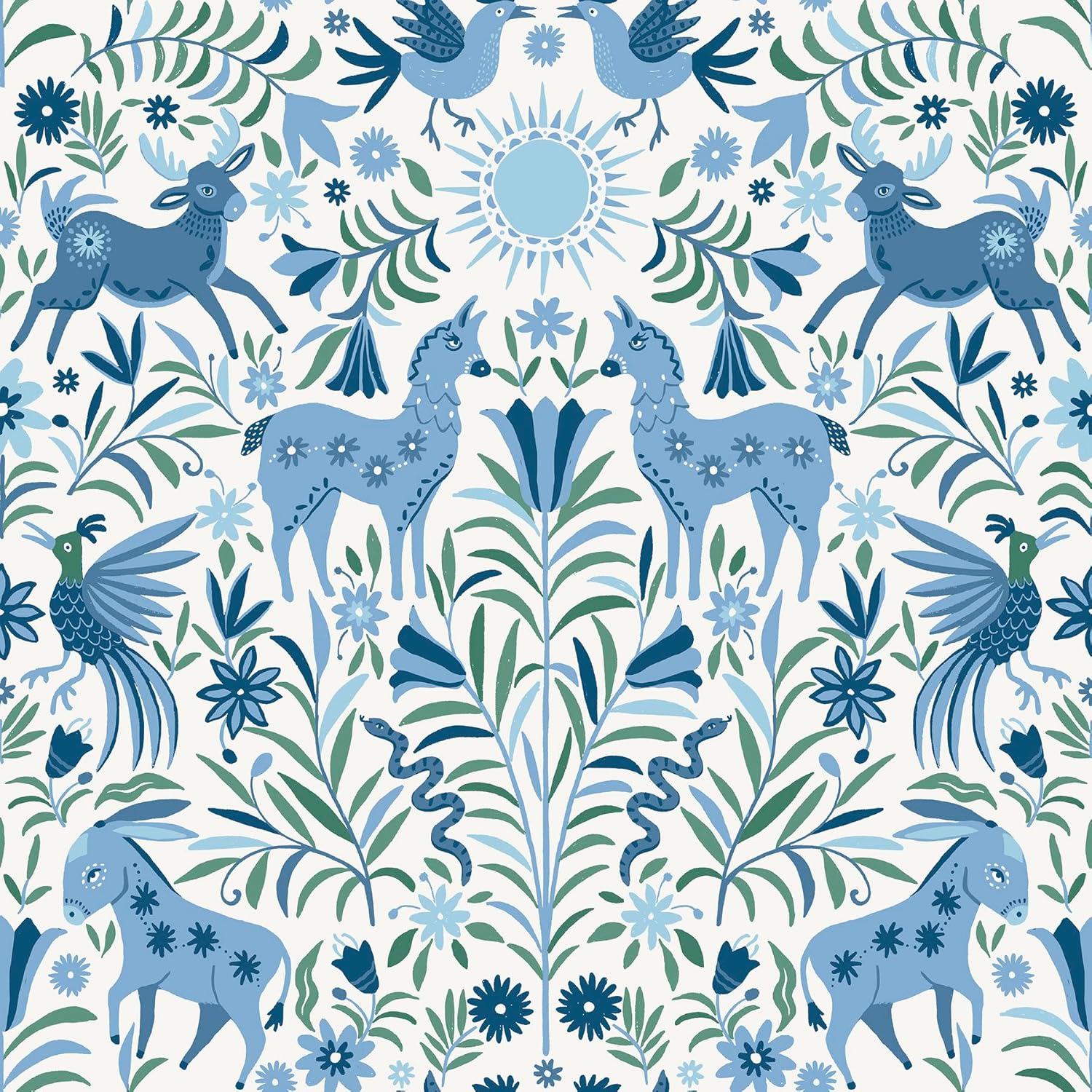 RoomMates Whimsical Creatures Blue Peel & Stick Wallpaper