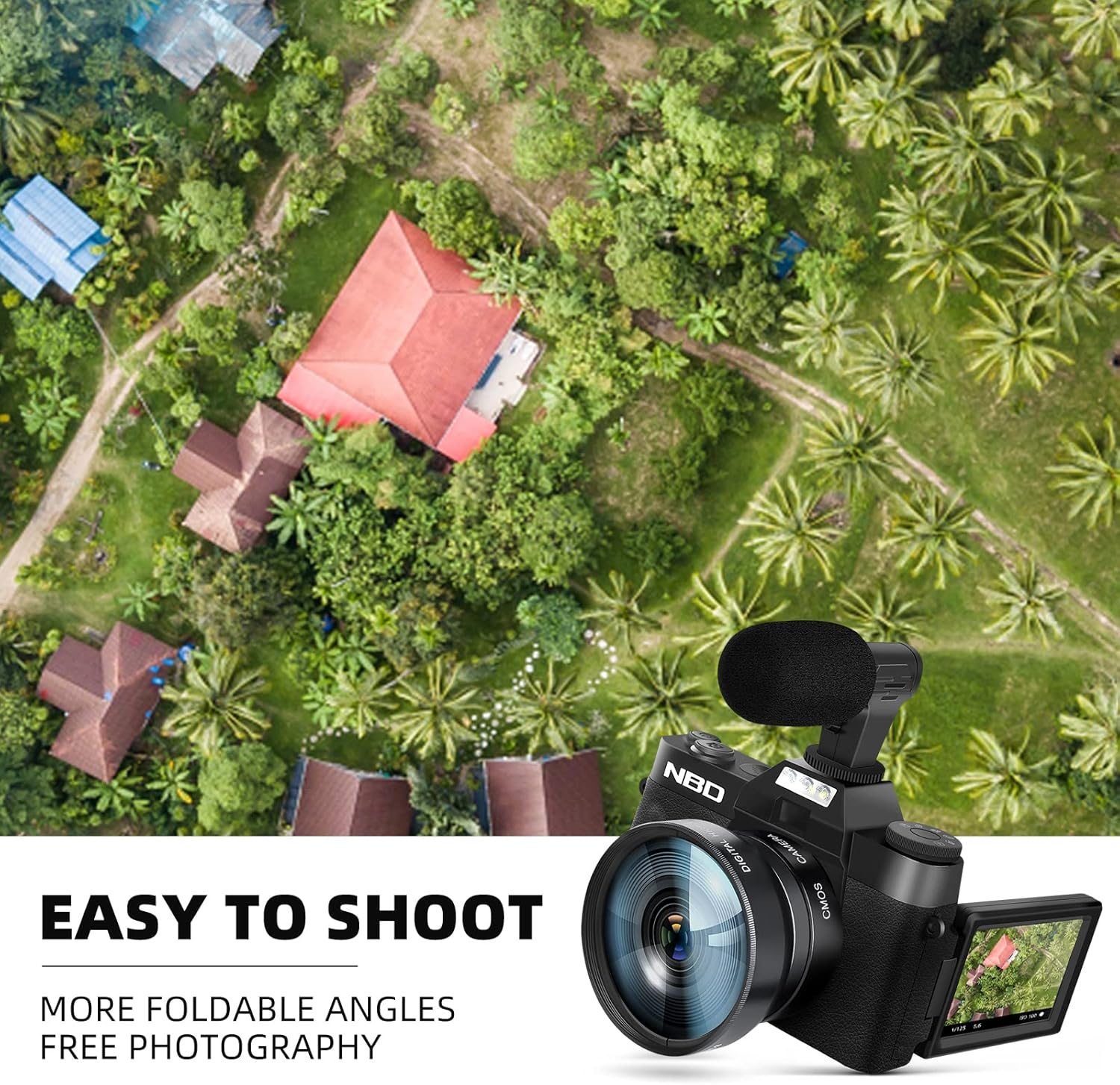 NBD Digital Camera for Photography and Video, 4K 48MP Vlogging Camera for Youtube, Digital Camera with Flip Screen, WiFi, 16X Digital Zoom, 32GB TF Card,52mm Wide Angle  Macro Lenses (Black) NBD Digital Camera for Photography and Video, 4K 48MP Vlogging Camera for Youtube, Digital Camera with Flip Screen, WiFi, 16X Digital Zoom, 32GB TF Card,52mm Wide Angle  Macro Lenses (Black)