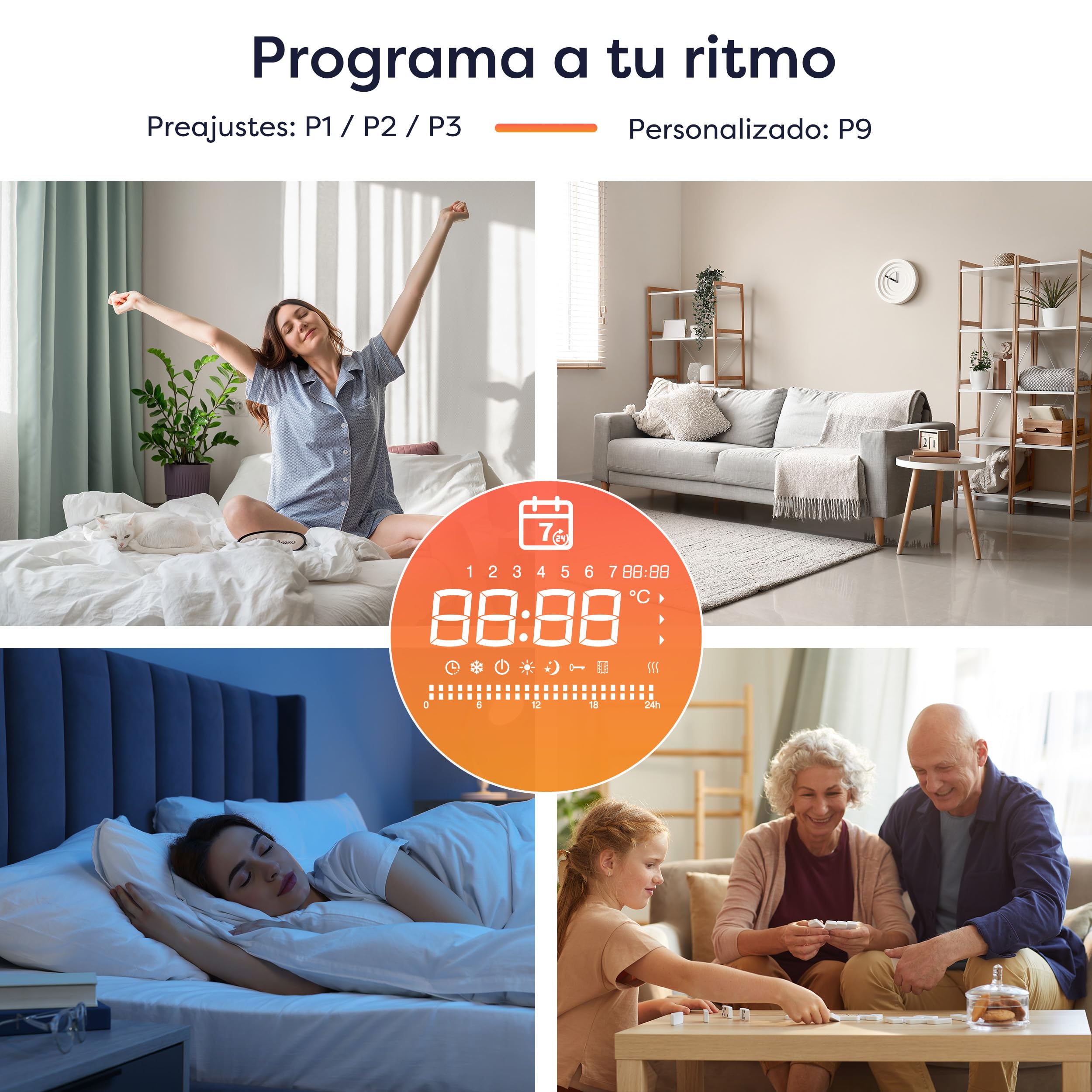 CIARRA Radiador de Inercia 1500W, Calefactor Eléctrico de Pared Inteligente | Emisor Térmico Cerámico Mural con Programación Semanal y Bloqueo Infantil para Baño o Dormitorio (10-20 m²)-CBHT15E