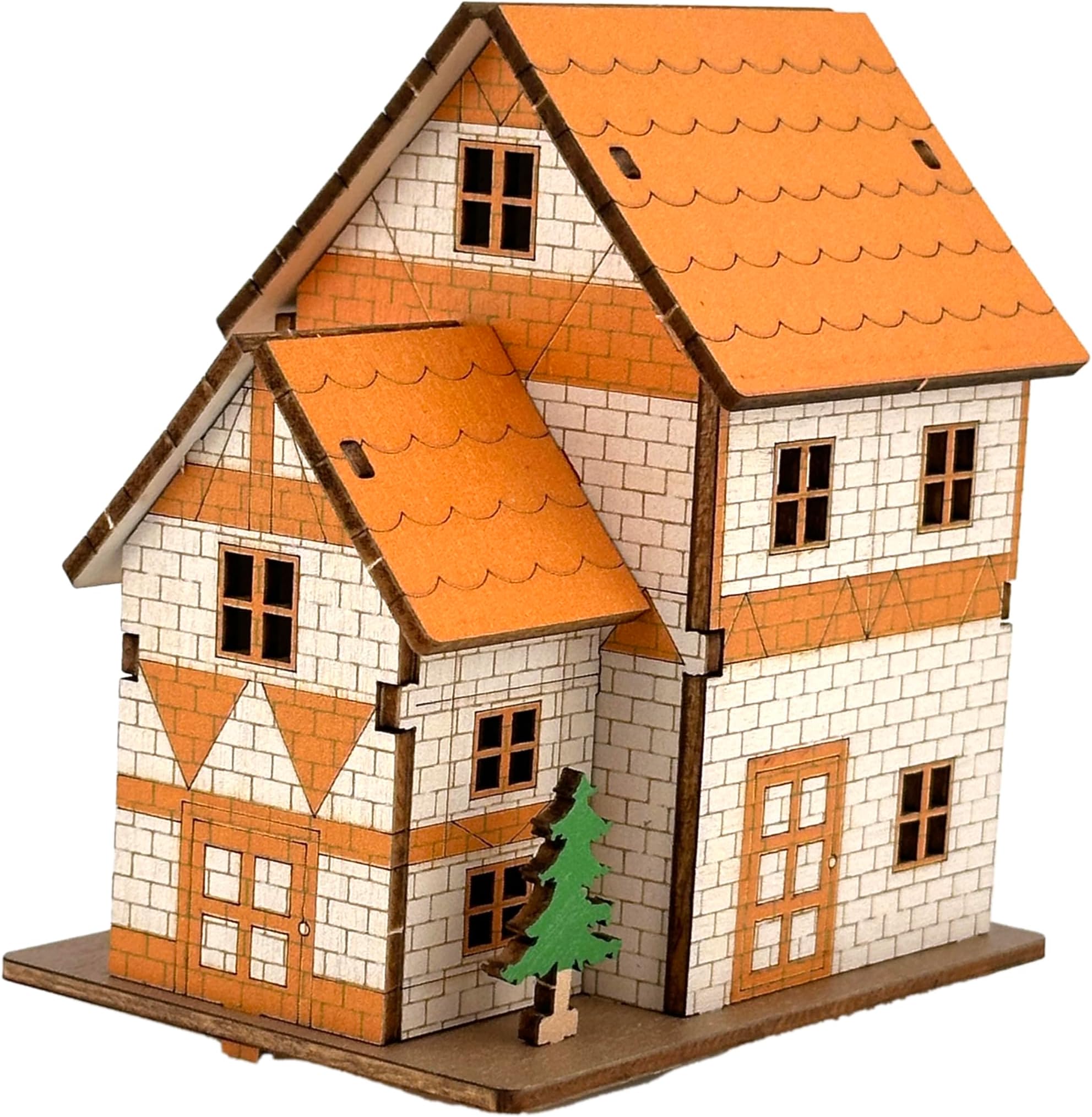 3D Puzzles for Adults, Log Cabin DIY Wooden House Model Kits for Adults to Build, Country Cottage Building Model, 3D Jigsaw Brain Teaser Puzzle, Toy House (Yellow House 5#)