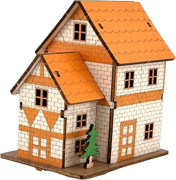 Log Cabin Mini House 3D Wooden Puzzle Building Kit for Adults Teens | Laser-cut eco wood decor gift for teens & adults 14+, mostly glue-free assembly house building craft