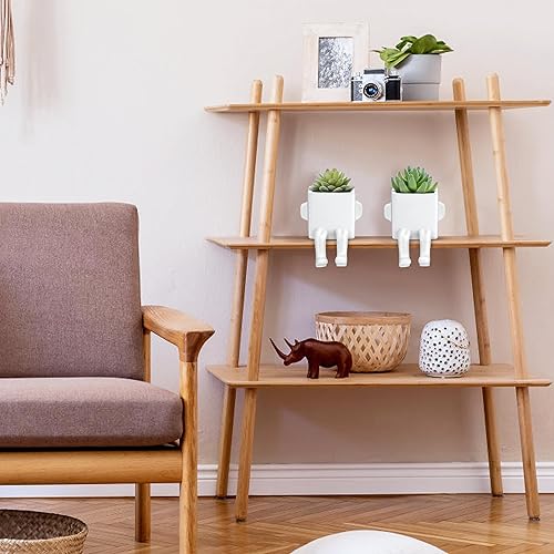 Miniatura 6 de Suculentas falsas en macetas de cerámica blanca de forma humana moderna con patas colgantes, bonitas plantas falsas para decoración de estantes,