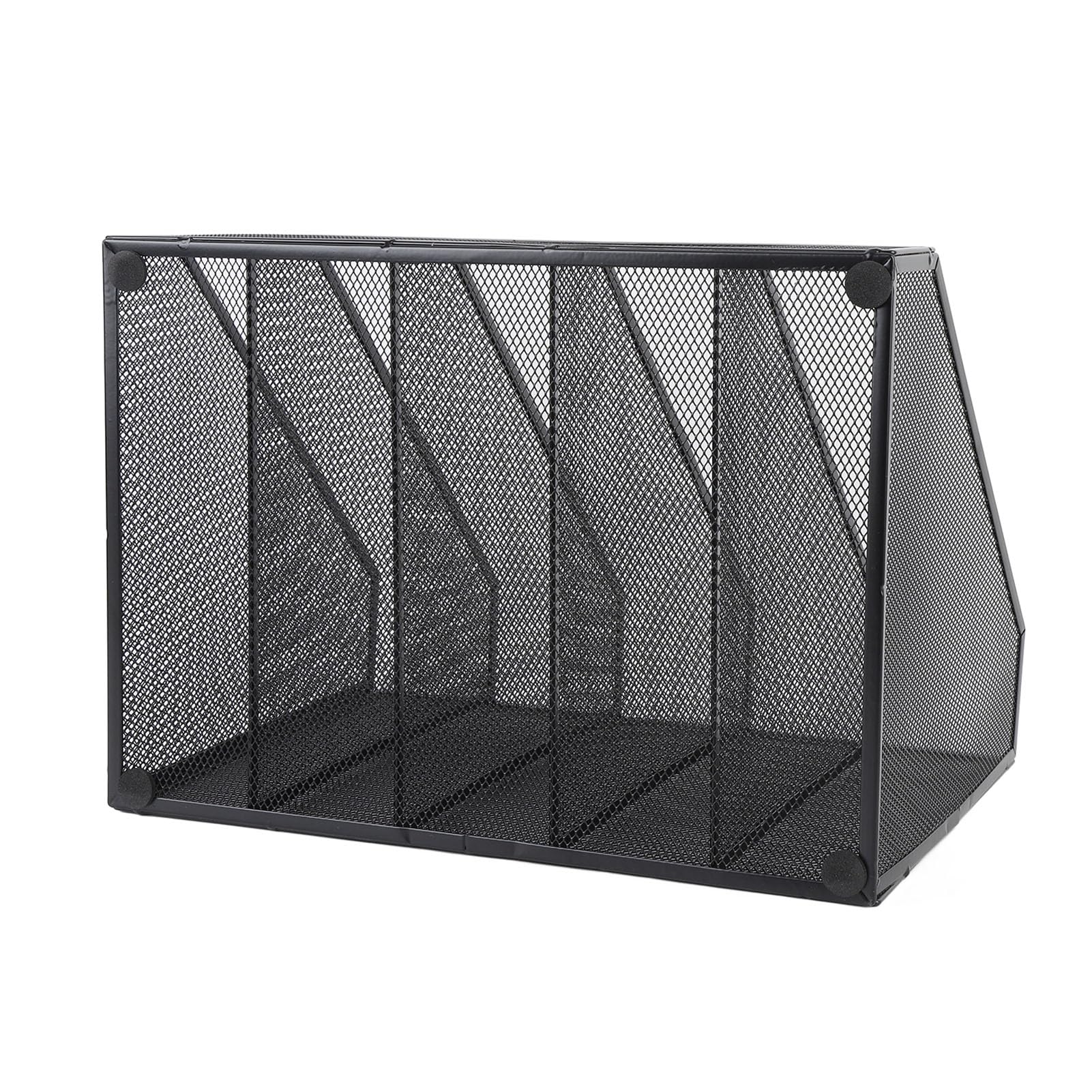 Organizzatore di file da tavolo Scaffale da scrivania verticale a 5 sezioni Rete addensata Robusta casa per ufficio Scuola Nero