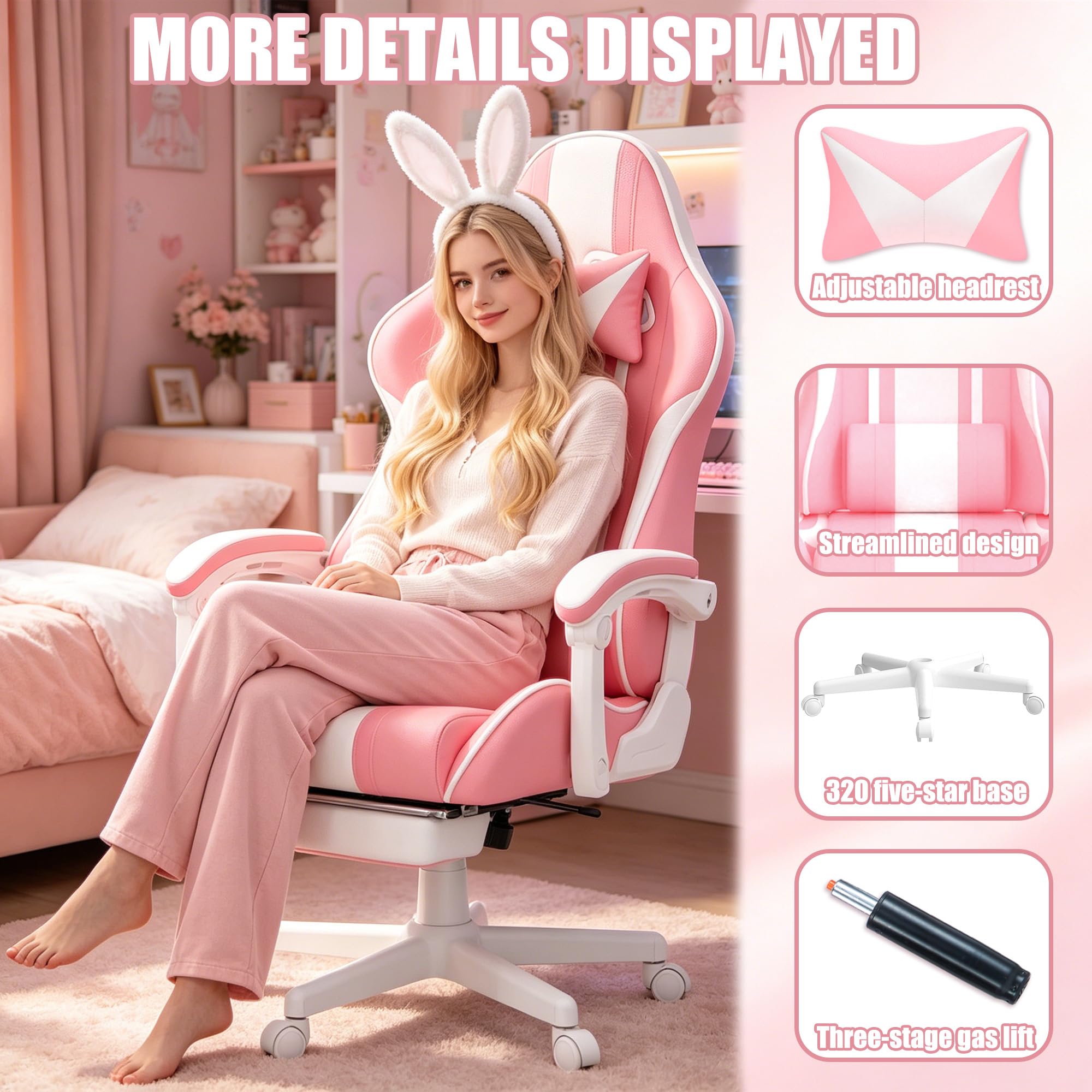 Verdego Chaise Gaming Ergonomique Massage, Fauteuil Gaming Simili Cuir