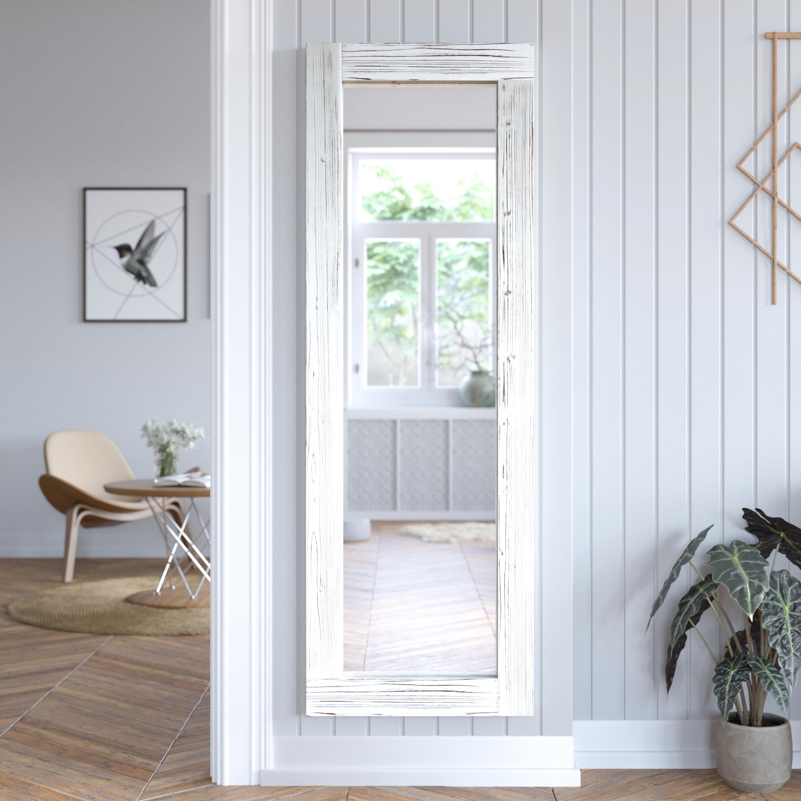 Rustic Whitewashed Mirror HBCY Creations Rustic Accent Mirror for Bathroom, Entry, Dining Room ...