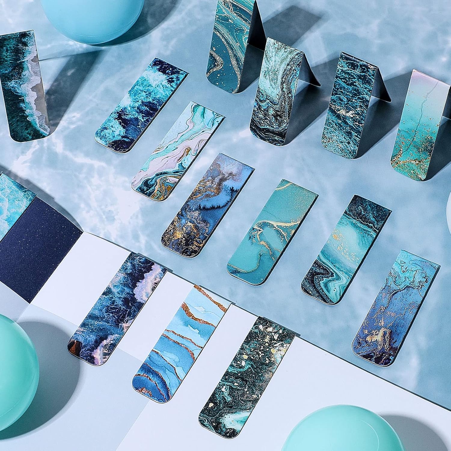 Zonon 24 Pcs Ocean Magnetic Bookmarks Easter Exchange Gifts Summer Blue Magnet Page Markers Page Clip Funny Bookmark Gifts for Reading Lover Women, Men Classroom Prize Party Favor - Image 5