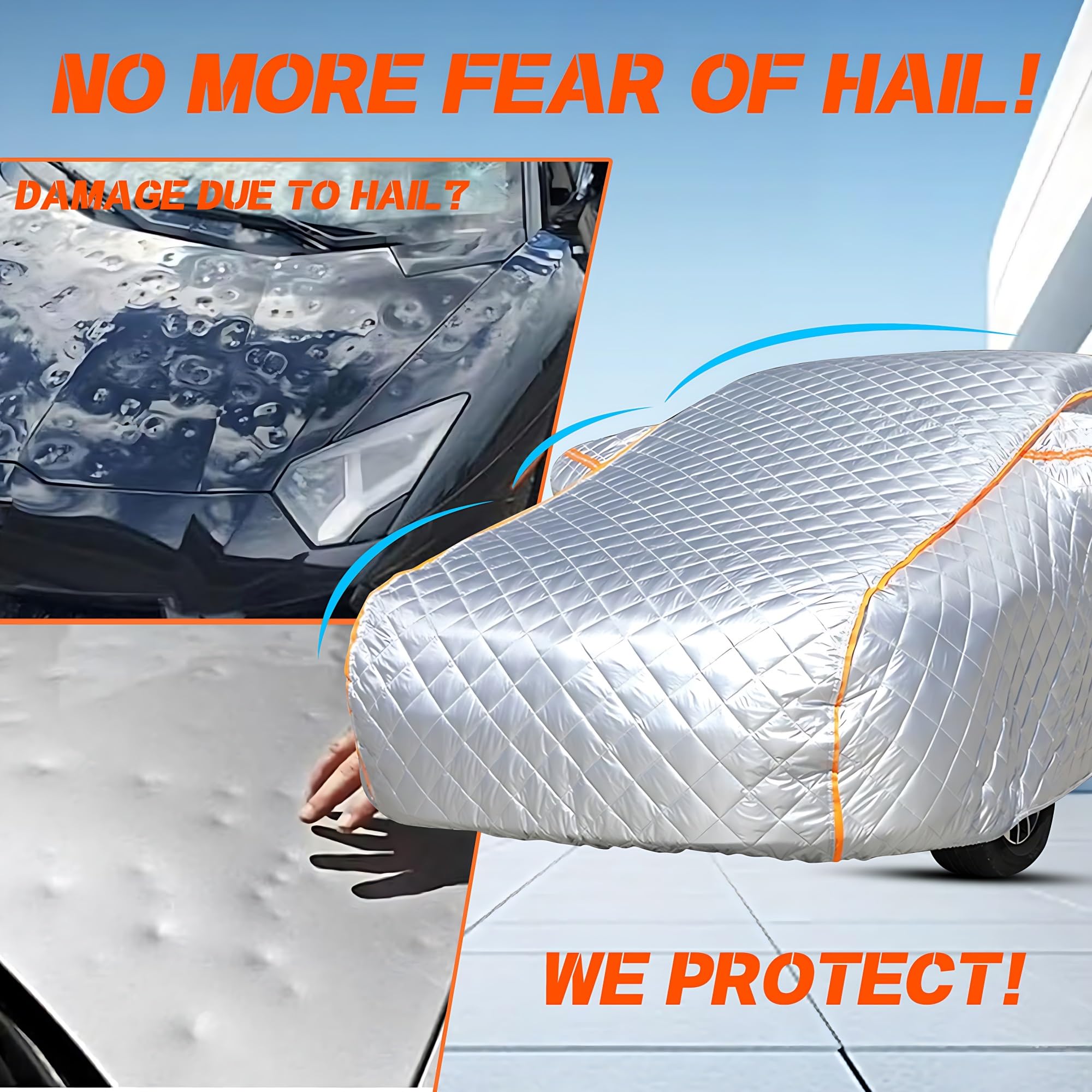 Hagelschutzplane Auto für FIAT 500X, Hageldecke Für Auto Wasserdicht Outdoor, Autoabdeckung Für Regen Sonne Staub Schutz, Hageldecke Hagelschutz Auto, Auto Abdeckplane(Silver)