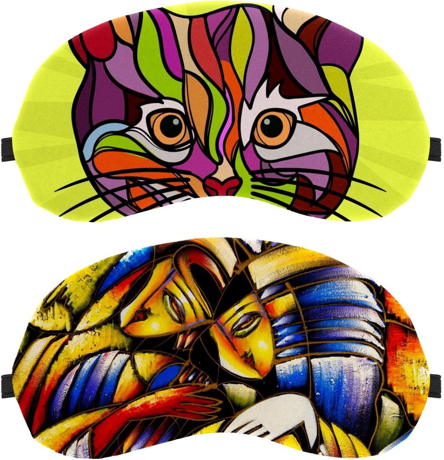 Maschera per dormire astratta da 2 pezzi per dormire, copertura morbida per gli occhi con blocco leggero per viaggi, pisolini, aeroplani