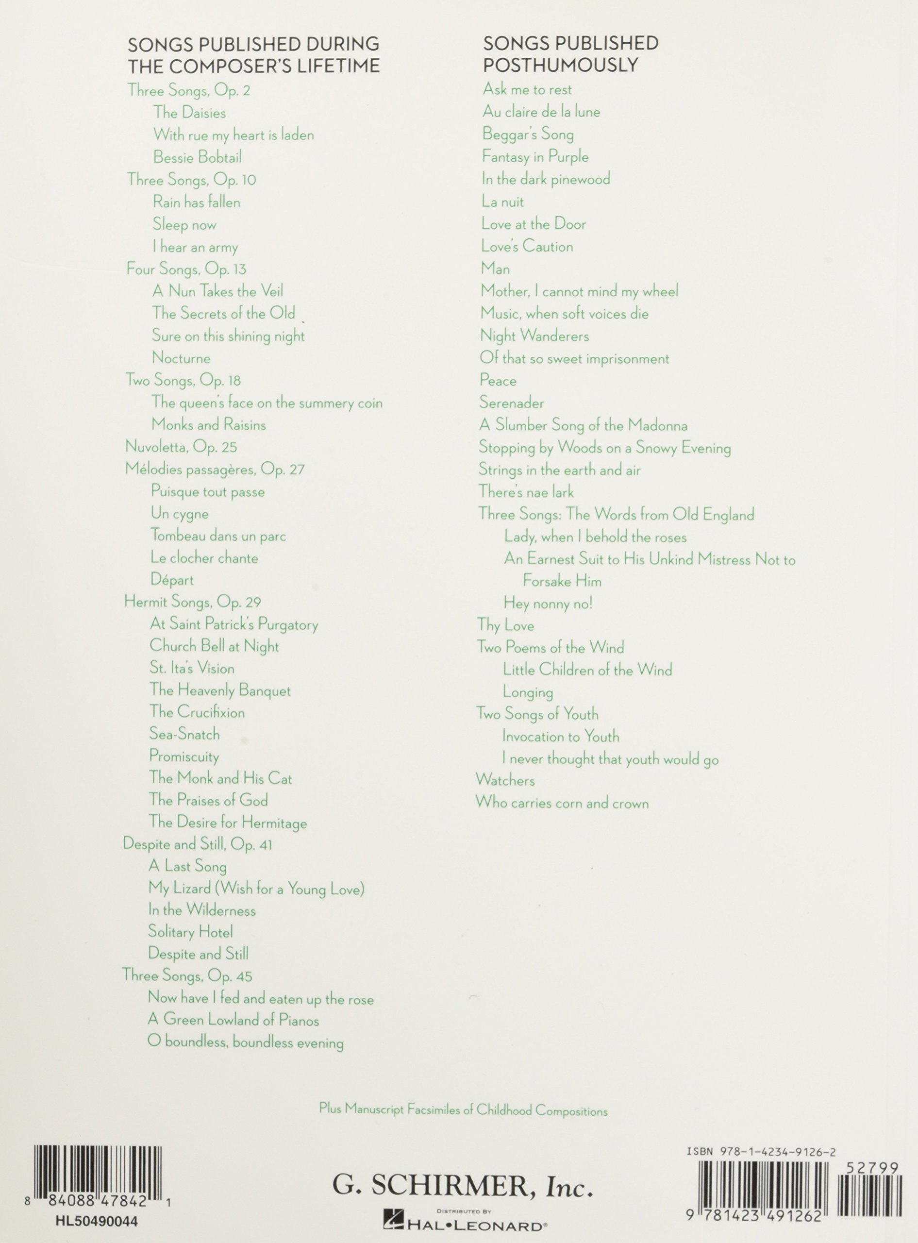 Samuel Barber 65 Songs For Hight Voice Book