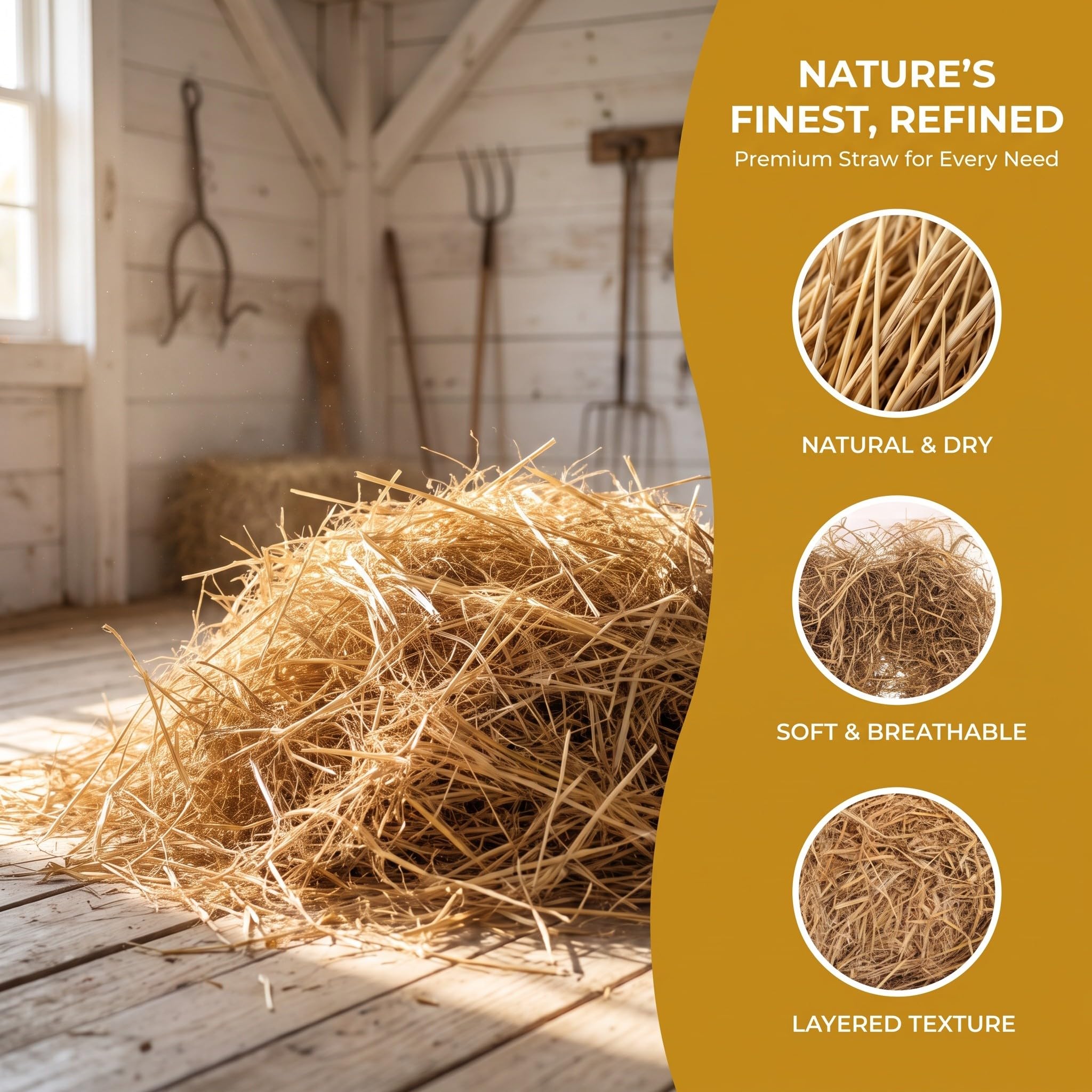 ibasenice 1 Set Naturstroh als Einstreu für Kleintiere (2,2 Pfund)
