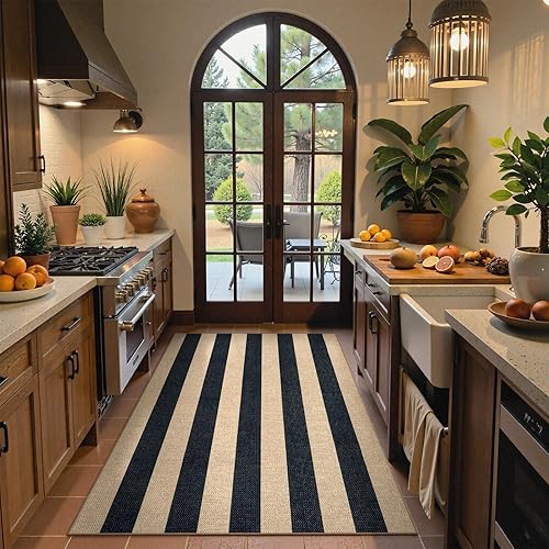 Miniatura 6 de Lahome Alfombra de yute para patio al aire libre, 3 x 5 pies, lavable para entrada, porche, casa de campo, neutro, no se desprende, alfombra para