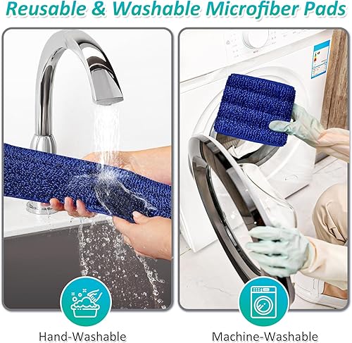 Miniatura 6 de Trapeador en aerosol para limpieza de pisos, mopa de madera de microfibra con 3 almohadillas lavables reutilizables para Swiffer Powermop para