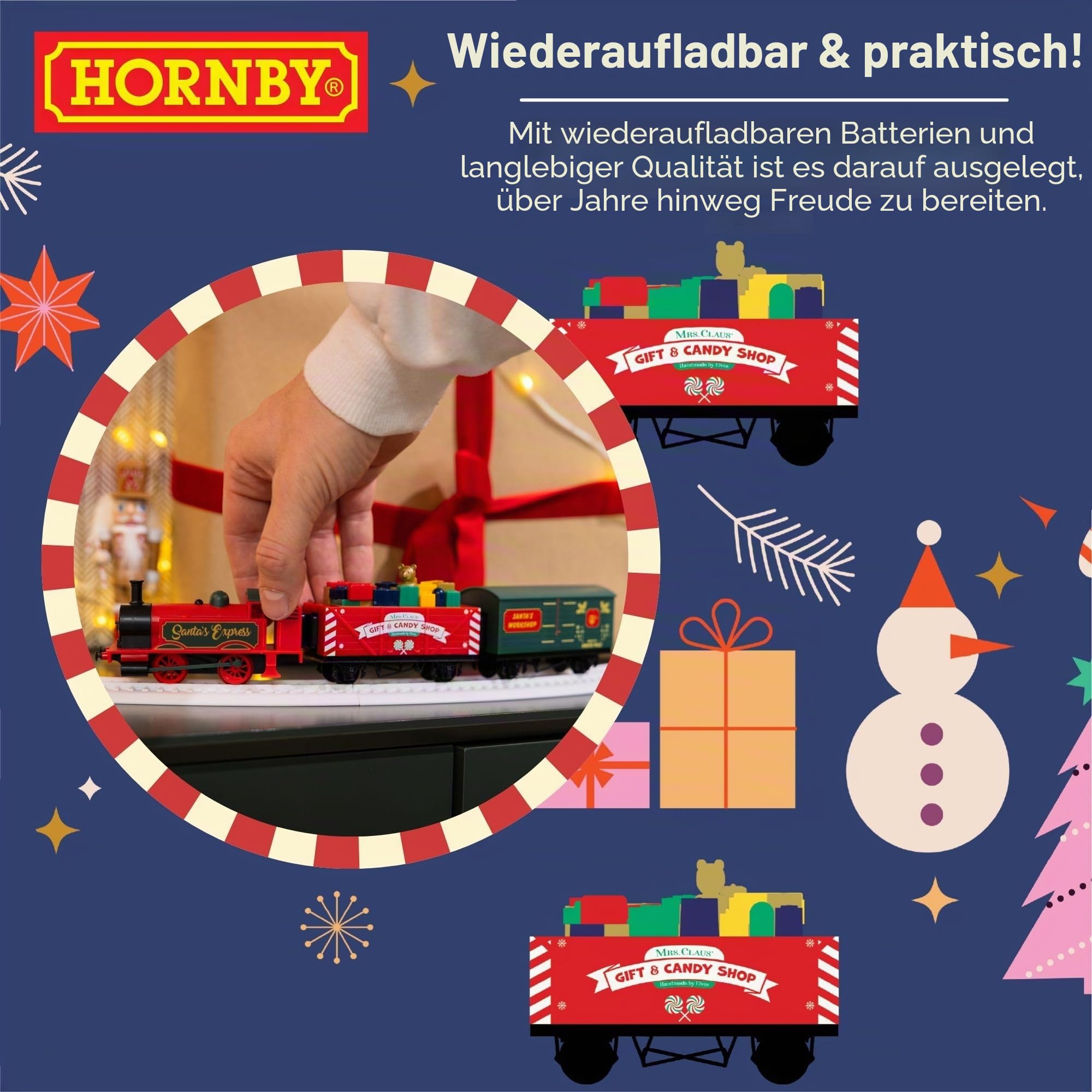 Hornby - R9363M Santa’s Express Akku-Zugset, Rot/Grün
