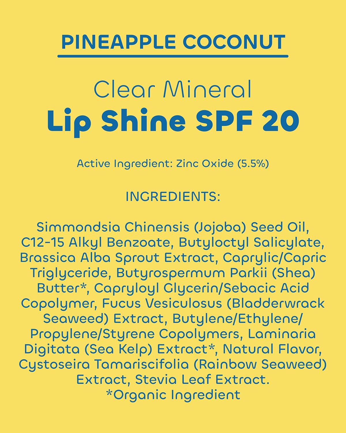 Seaweed Bath Co. Hydrating Clear Mineral Lip Shine - SPF 20 Sunscreen Zinc Oxide Lip Balm - Nourishing Care to Hydrate & Protect Dry, Chapped Lips - Natural Pineapple Coconut Flavor- 0.28 oz - Image 6