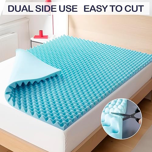 Miniatura 2 de Cubrecolchón de espuma viscoelástica de 2 pulgadas, tamaño individual con funda transpirable y refrescante, protector de colchón, cubrecolchón medio