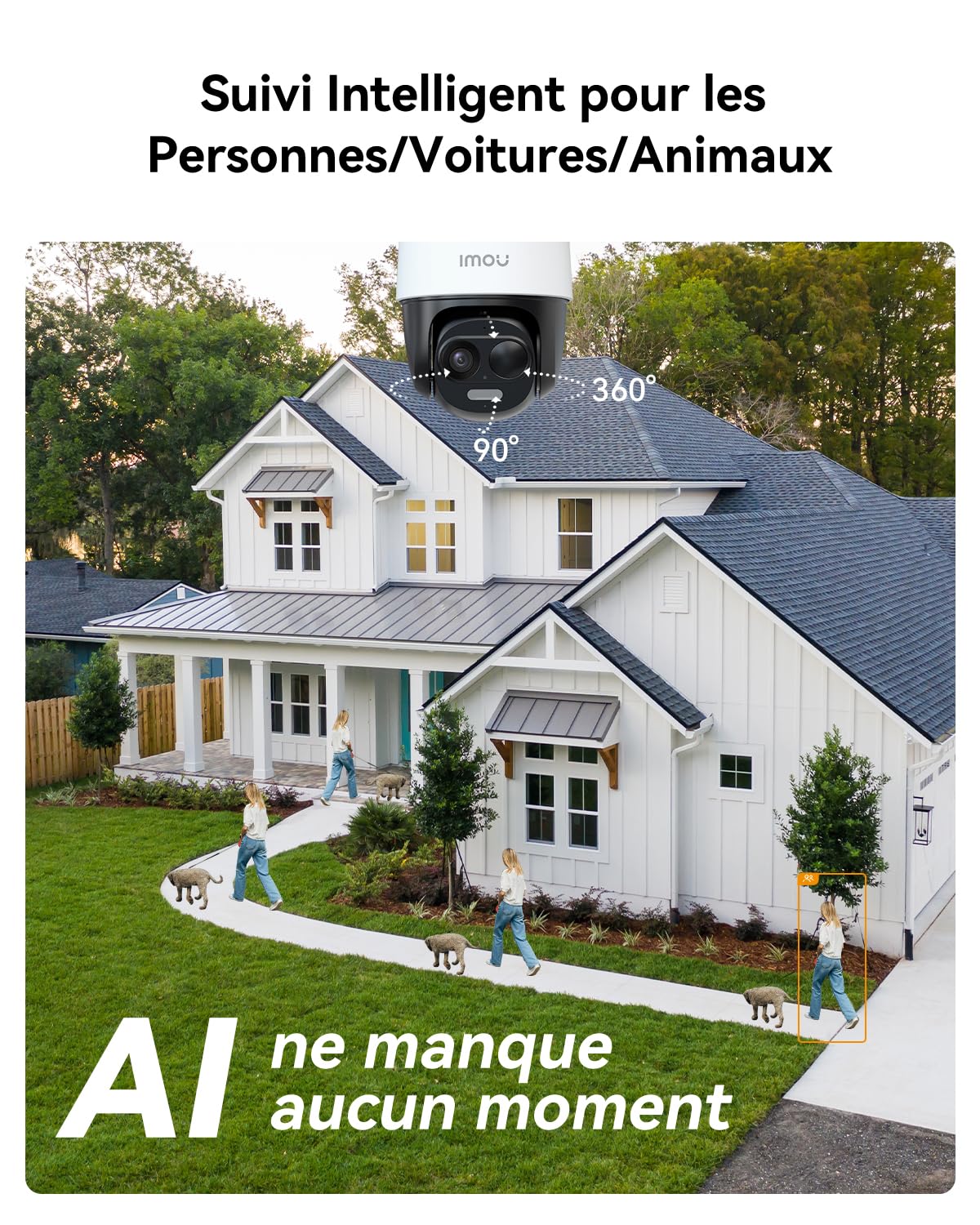 Imou 2K Caméra Surveillance WiFi Exterieure sans Fil Solaire 5000mAh 360° PTZ 2.4GHz IP65