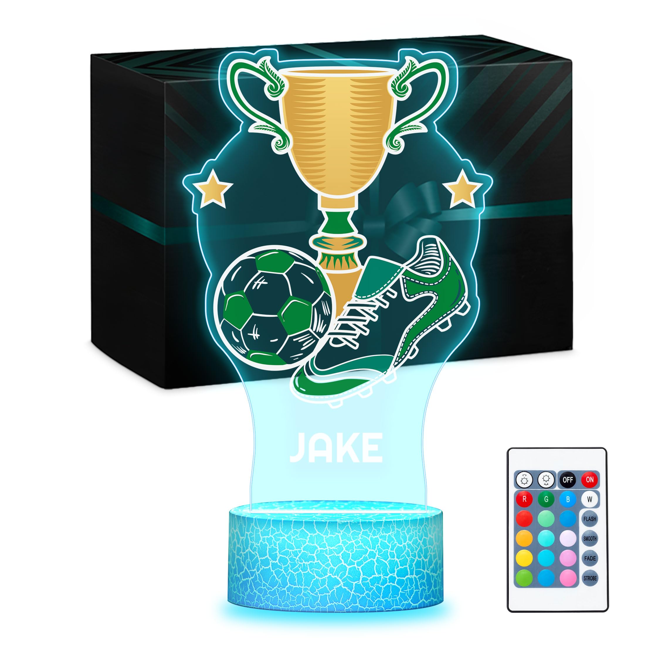 Maverton Personalised 3D Night Lamp - RGB, 16 Colours - Birthday Gift Idea - Football Gifts for Boys - National Football Team Shirt Design - Perfect 8 Year Old Boy Gifts, Ideal Football Gifts