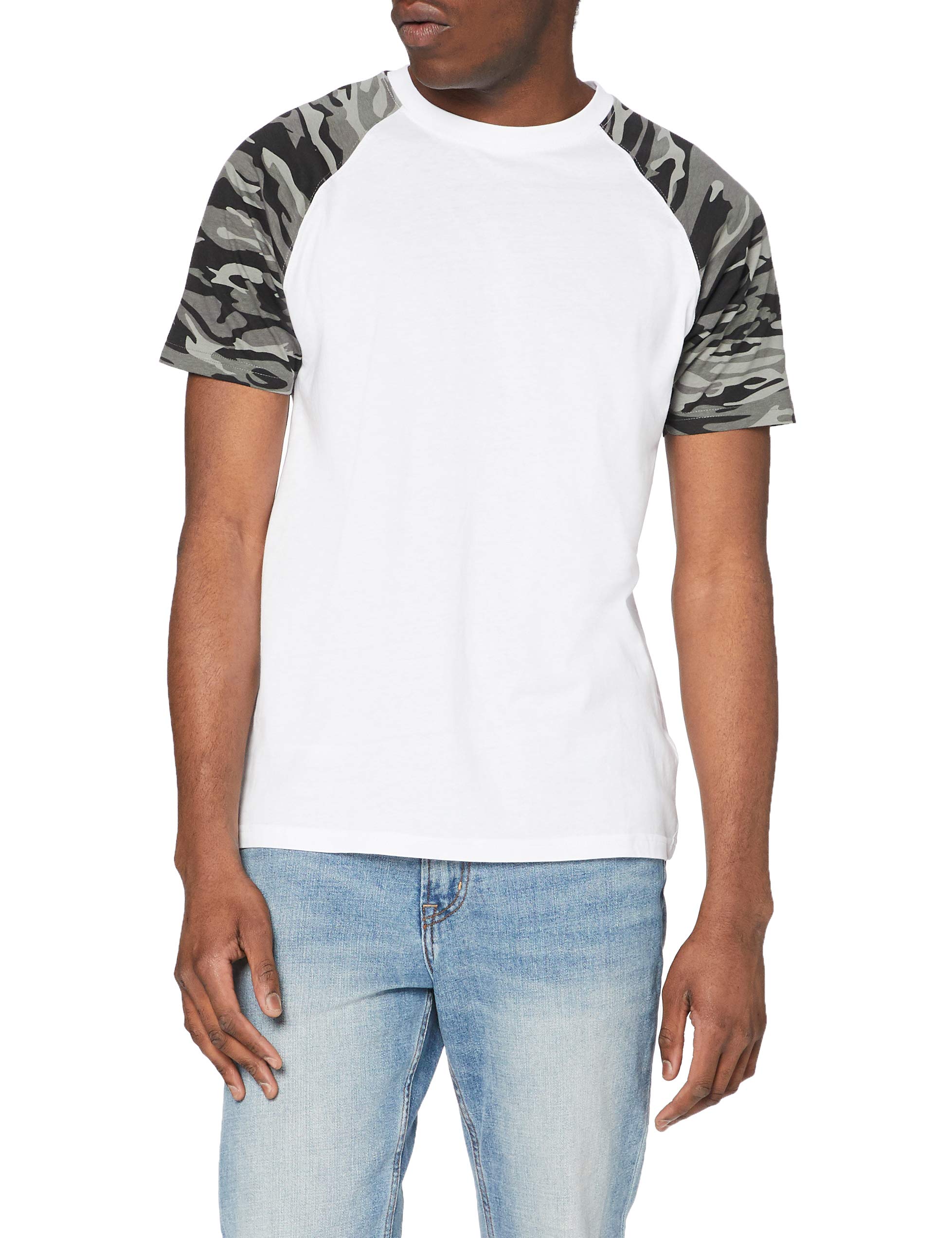 Urban Classics Men's Raglan Contrast Tee T-Shirt, White/darkcamo, XXL