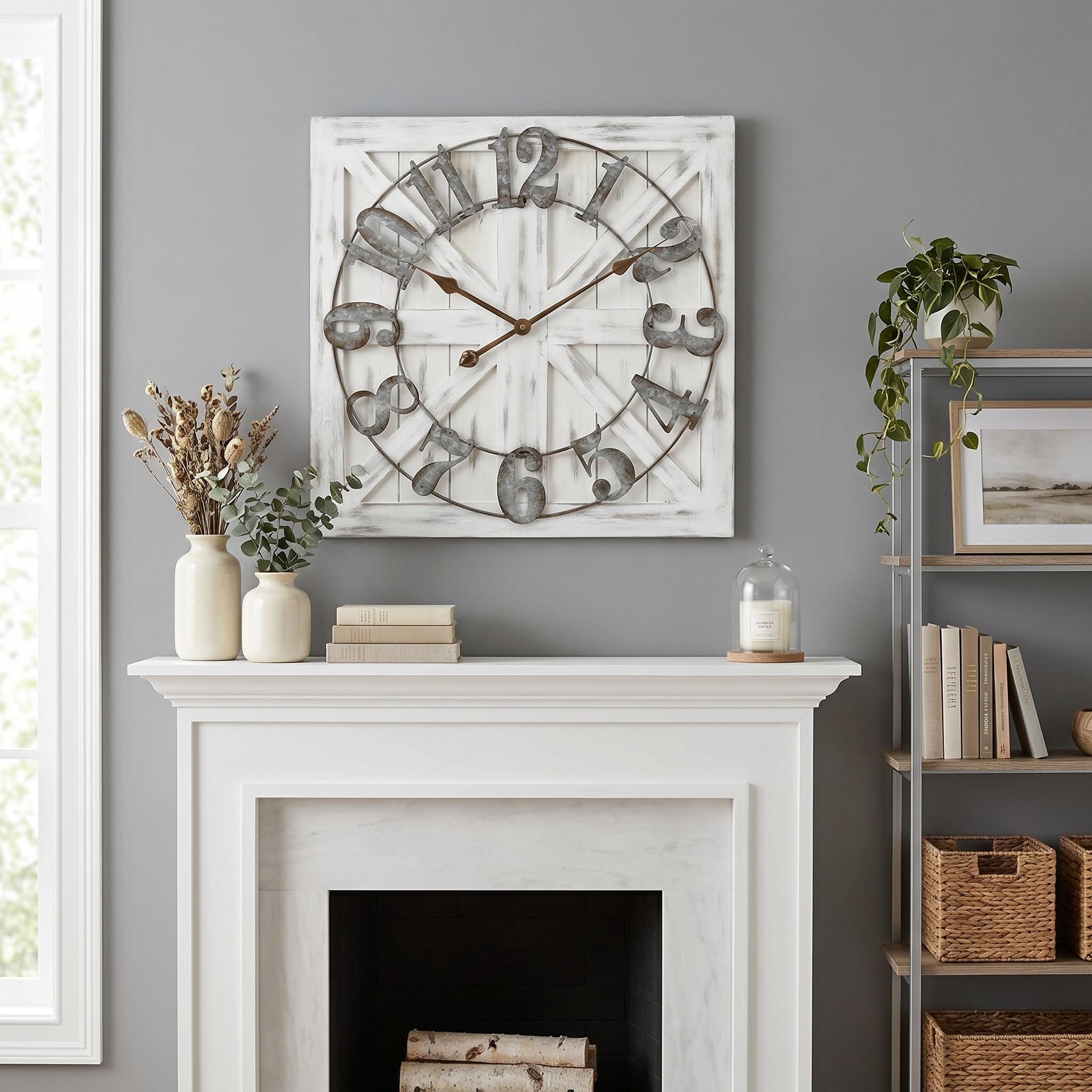 Amazon.com: EMAX HOME Large Farmhouse Wall Clock – 24 Inch White