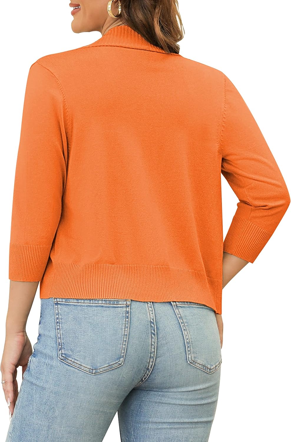 Women's 3/4 Sleeve Cropped Cardigan Sweaters Open Front Bolero Short Shrugs S-XL - Image 4