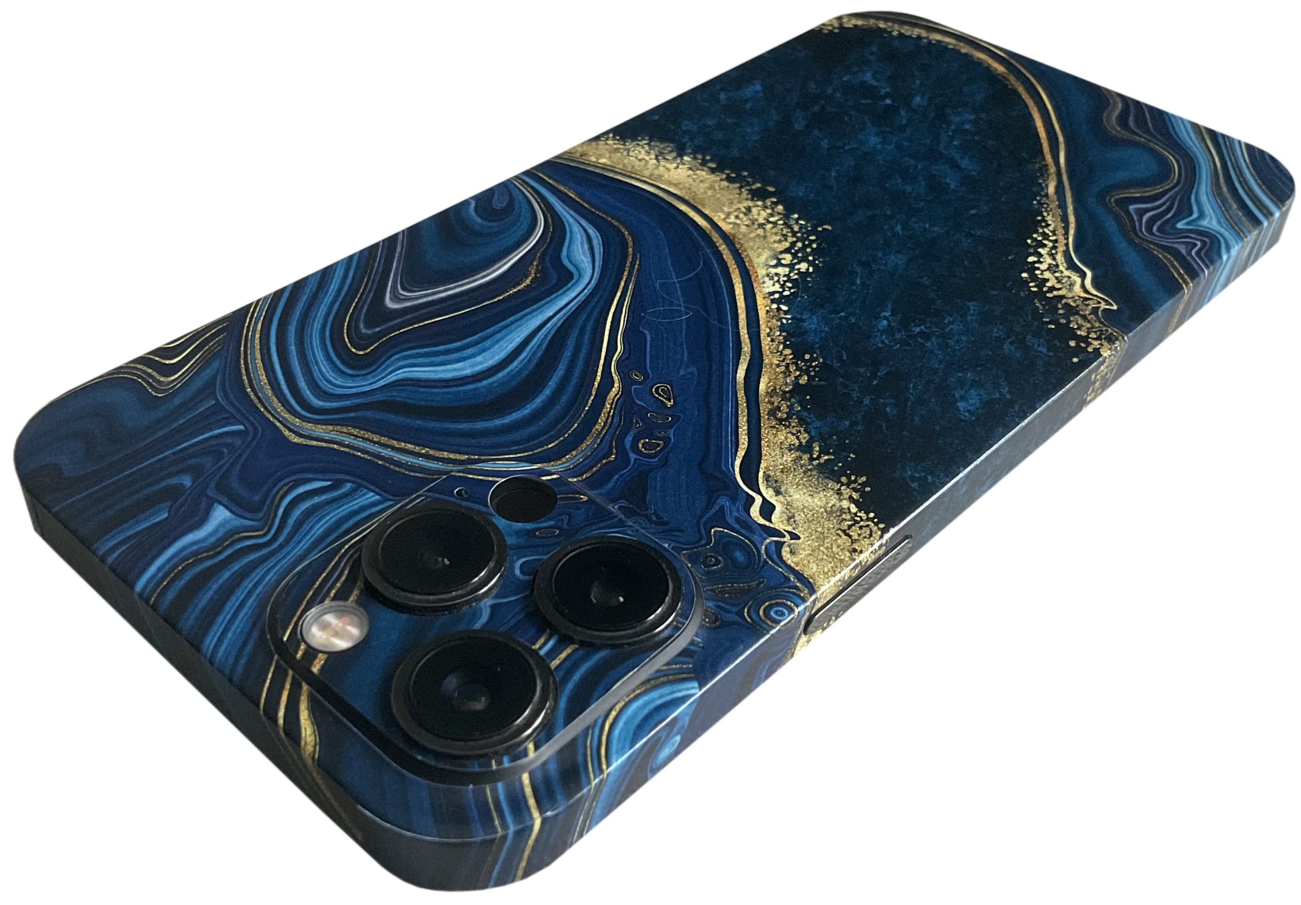 iPhone 12 Skin (2X Stück) Schutzfolie für die Rückseite und Seiten in edler Optik inkl. Kameraschutz Schutz vor Kratzern (Luxury Blue)