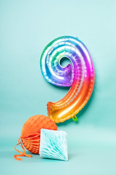 Folat Palloncino in alluminio Yummy Gummy Rainbow Numero 9-86 cm, Multicolore, 63249 - 2