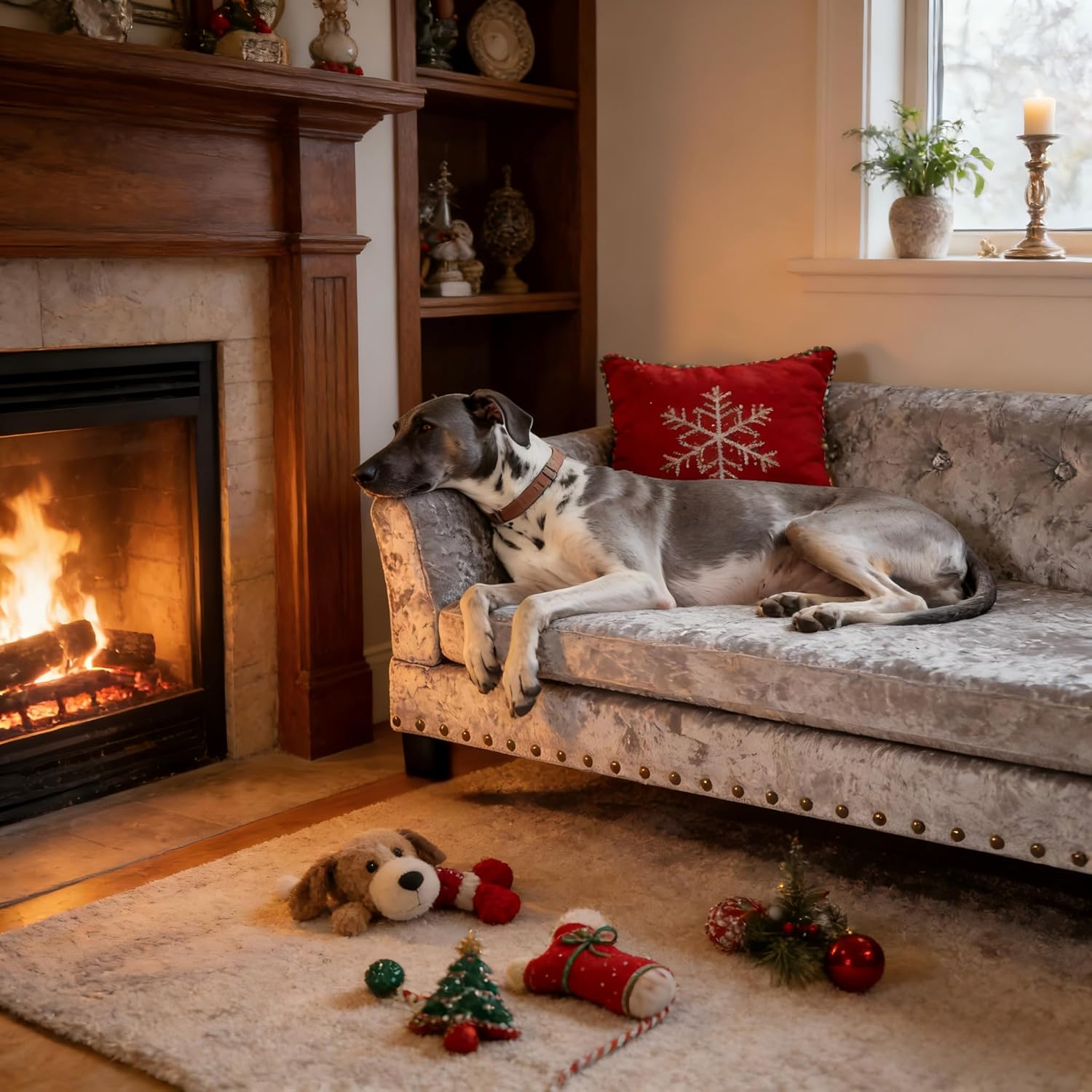 BingoPaw Large Dog Sofa Couch: Luxury Extra Large Pet Couch Made by Deluxe Tufted Velvet - European Court Style Doggy Chaise Daybed with Attached Cushion for Giant Breed Dogs up to 120lbs