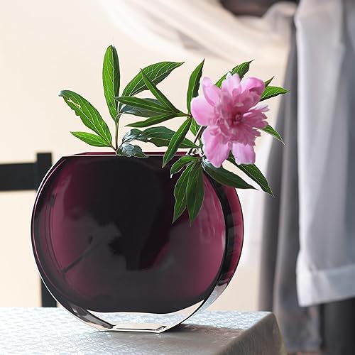 Miniatura 4 de Vidrio - Jarrón - Amatista - Redondo - 9.25 pulgadas de largo - Pesado duradero - Hecho en Europa - por Barski