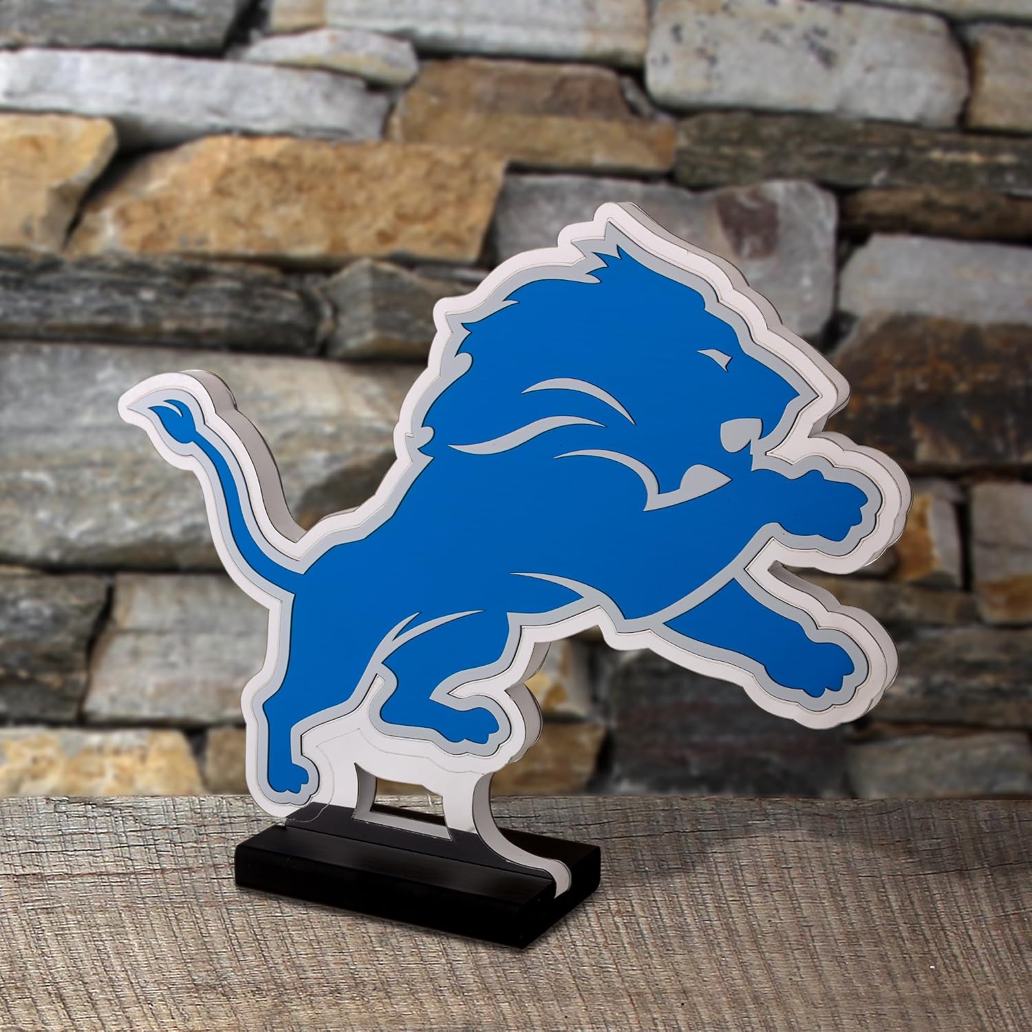 Sporticulture NFL Team Detroit Lions LED Infinity Logo Light - 3D Light Effect, Acrylic Display with UL Plug and Stand